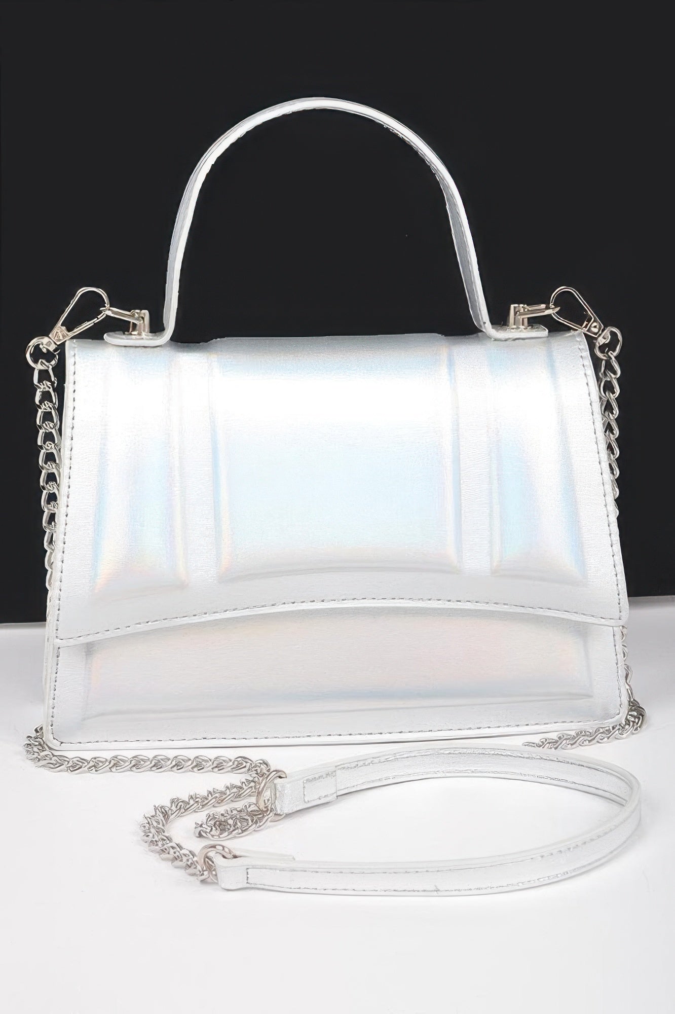 Metallic Top Handle Crossbody Bag - Tigbul's Variety Fashion Shop