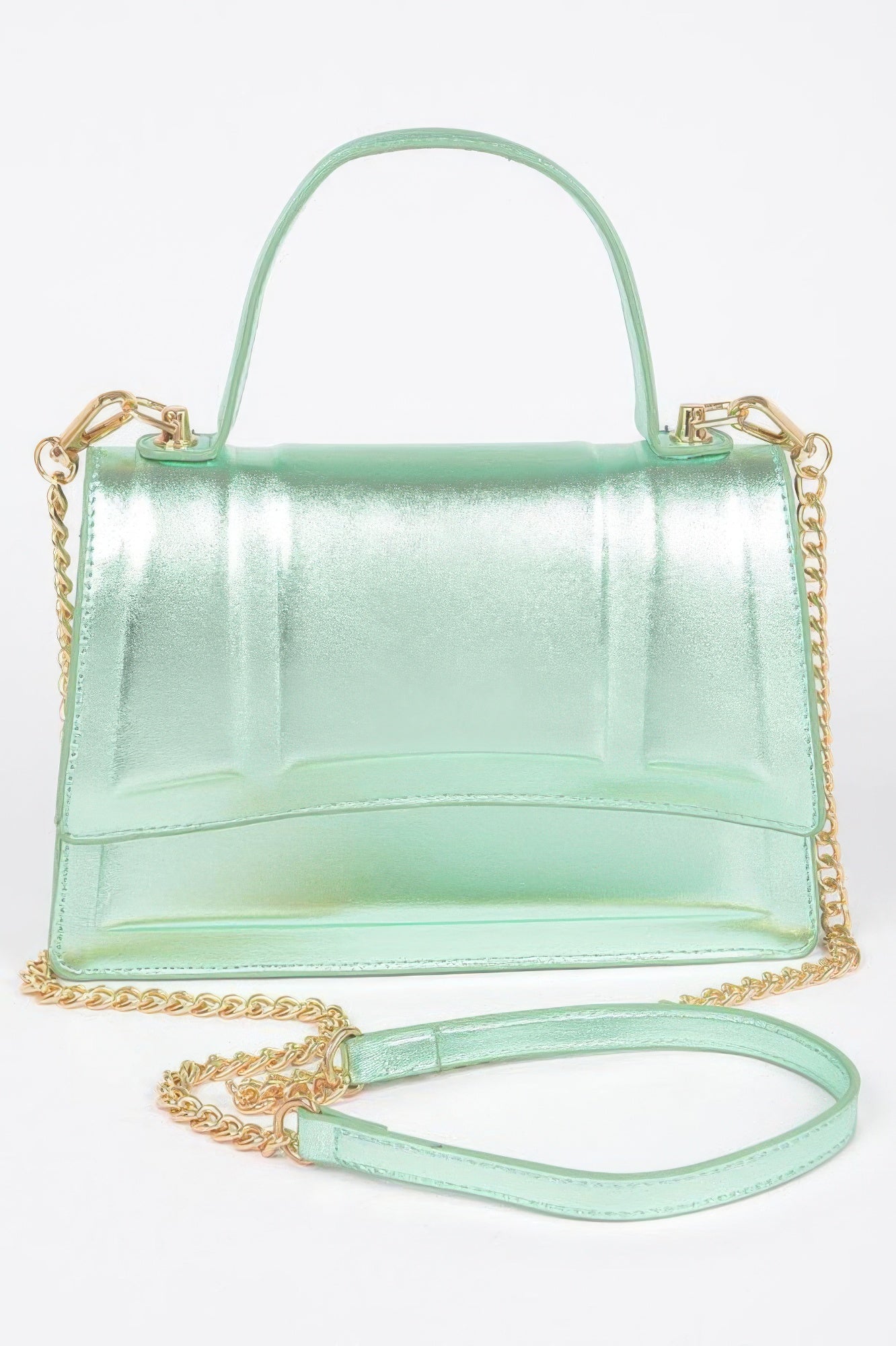 Metallic Top Handle Crossbody Bag - Tigbul's Variety Fashion Shop