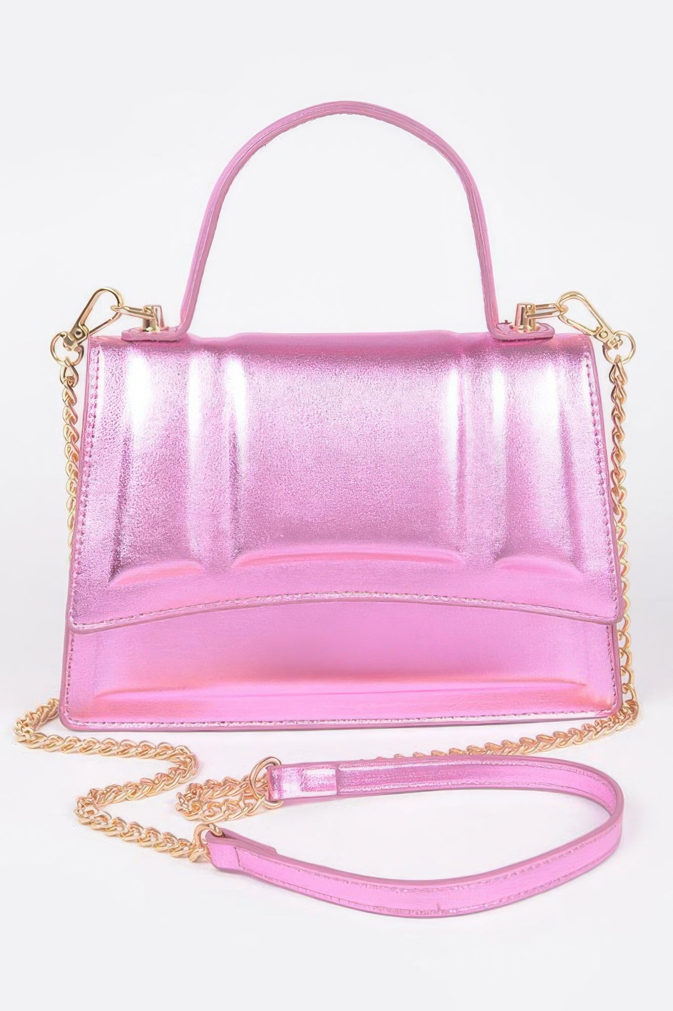 Metallic Top Handle Crossbody Bag - Tigbul's Variety Fashion Shop