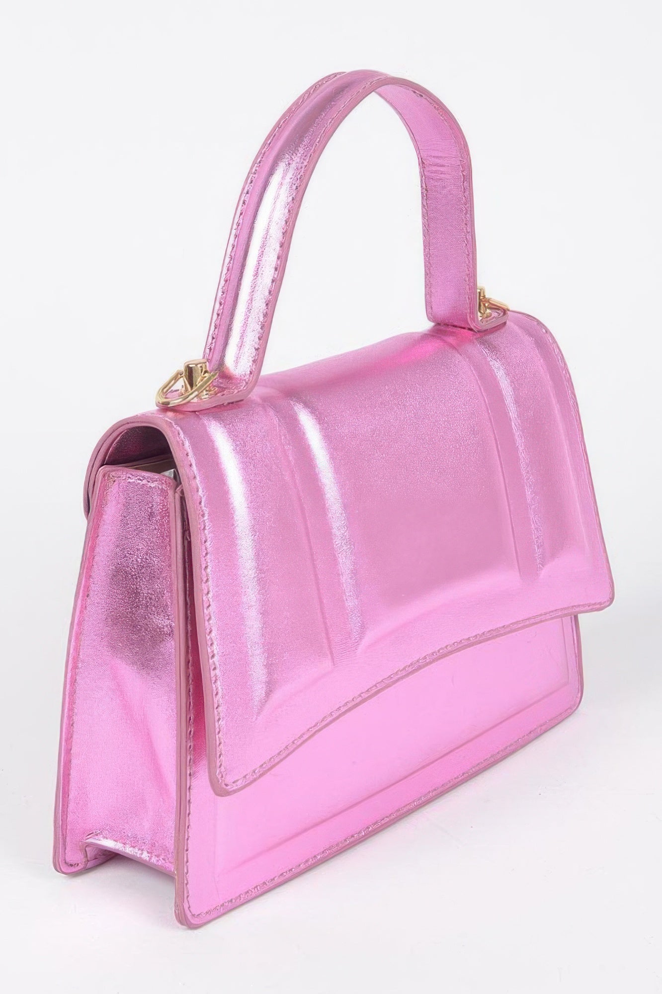Metallic Top Handle Crossbody Bag - Tigbul's Variety Fashion Shop