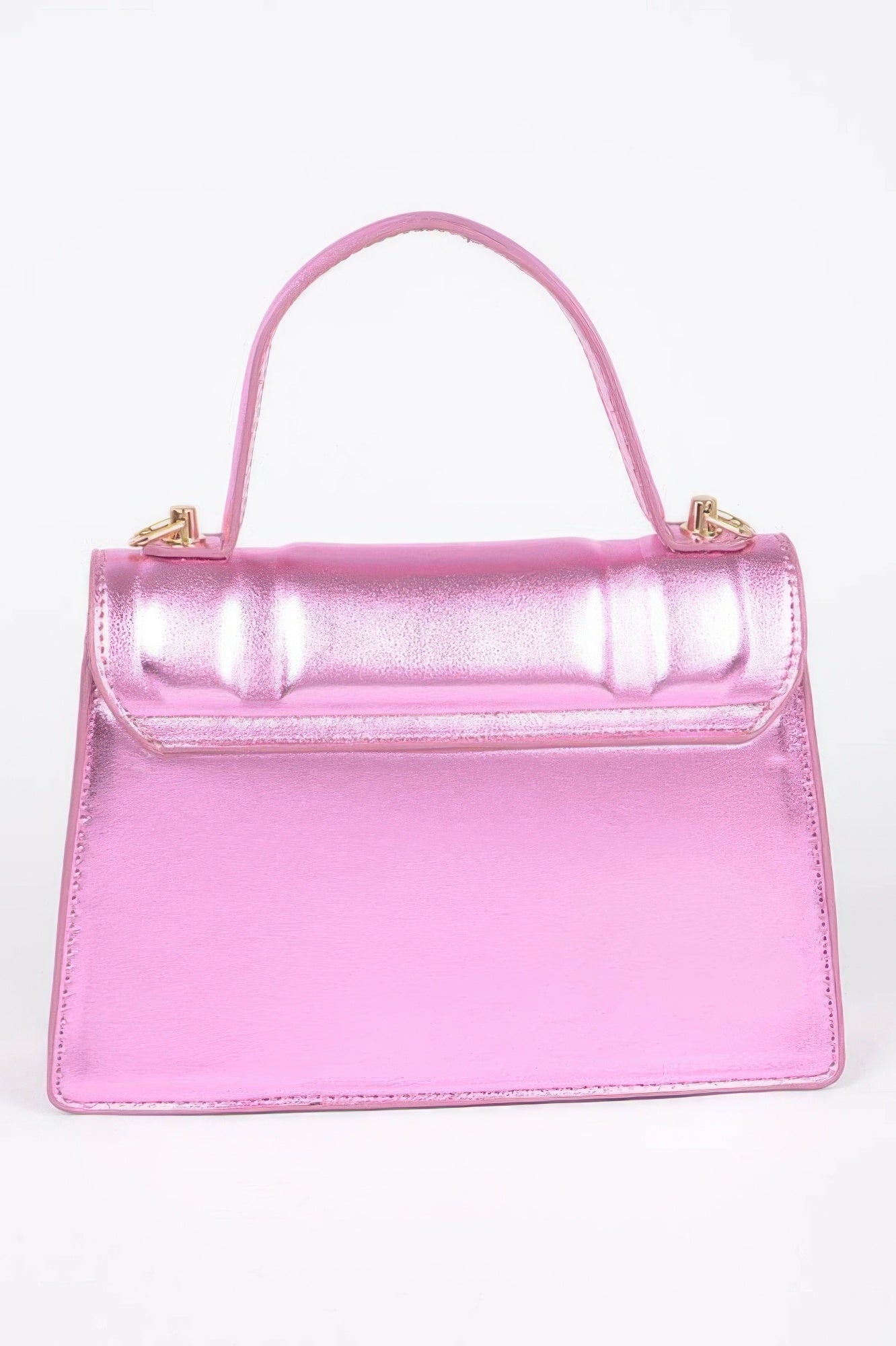Metallic Top Handle Crossbody Bag - Tigbul's Variety Fashion Shop
