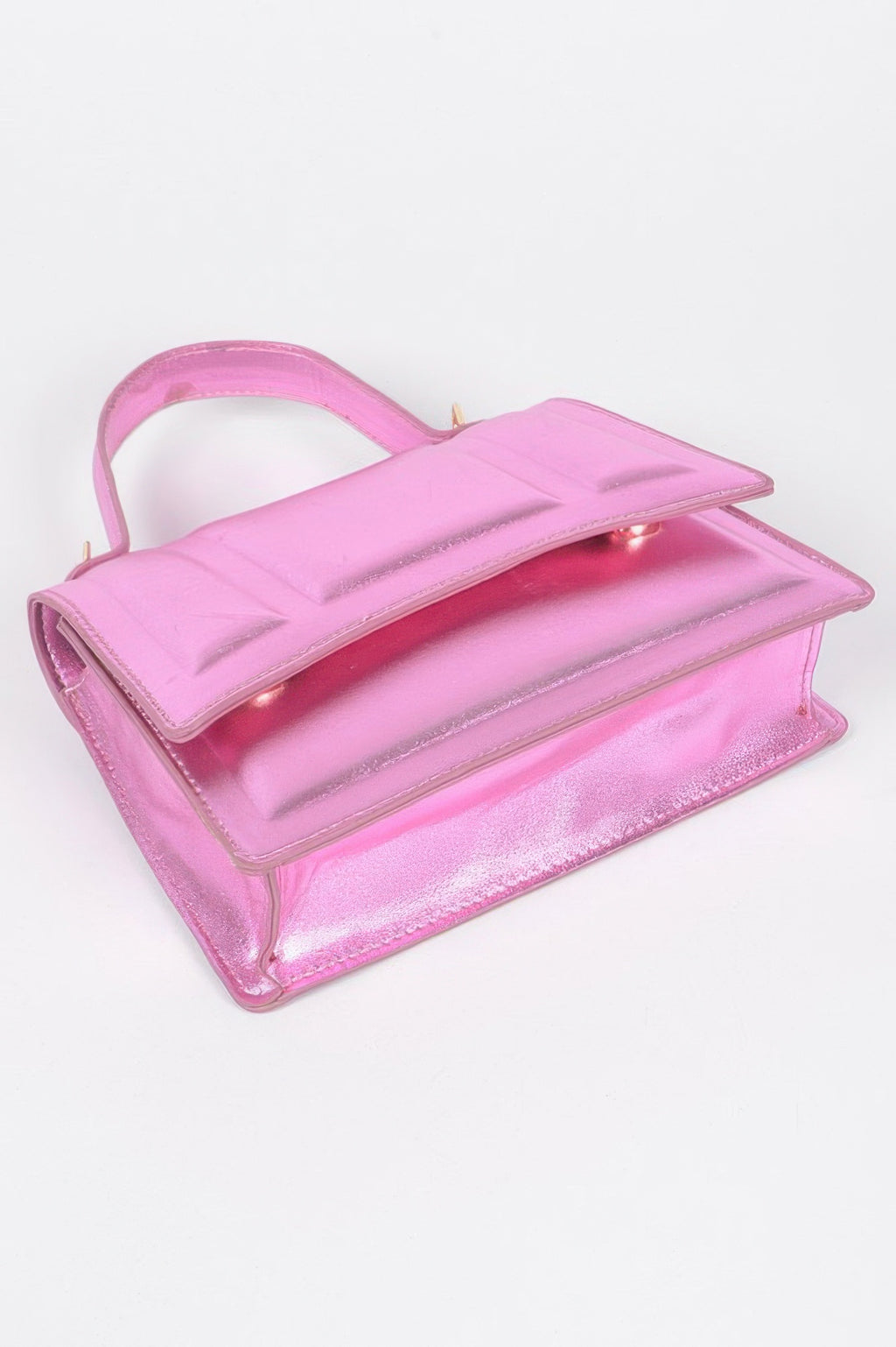 Metallic Top Handle Crossbody Bag - Tigbul's Variety Fashion Shop
