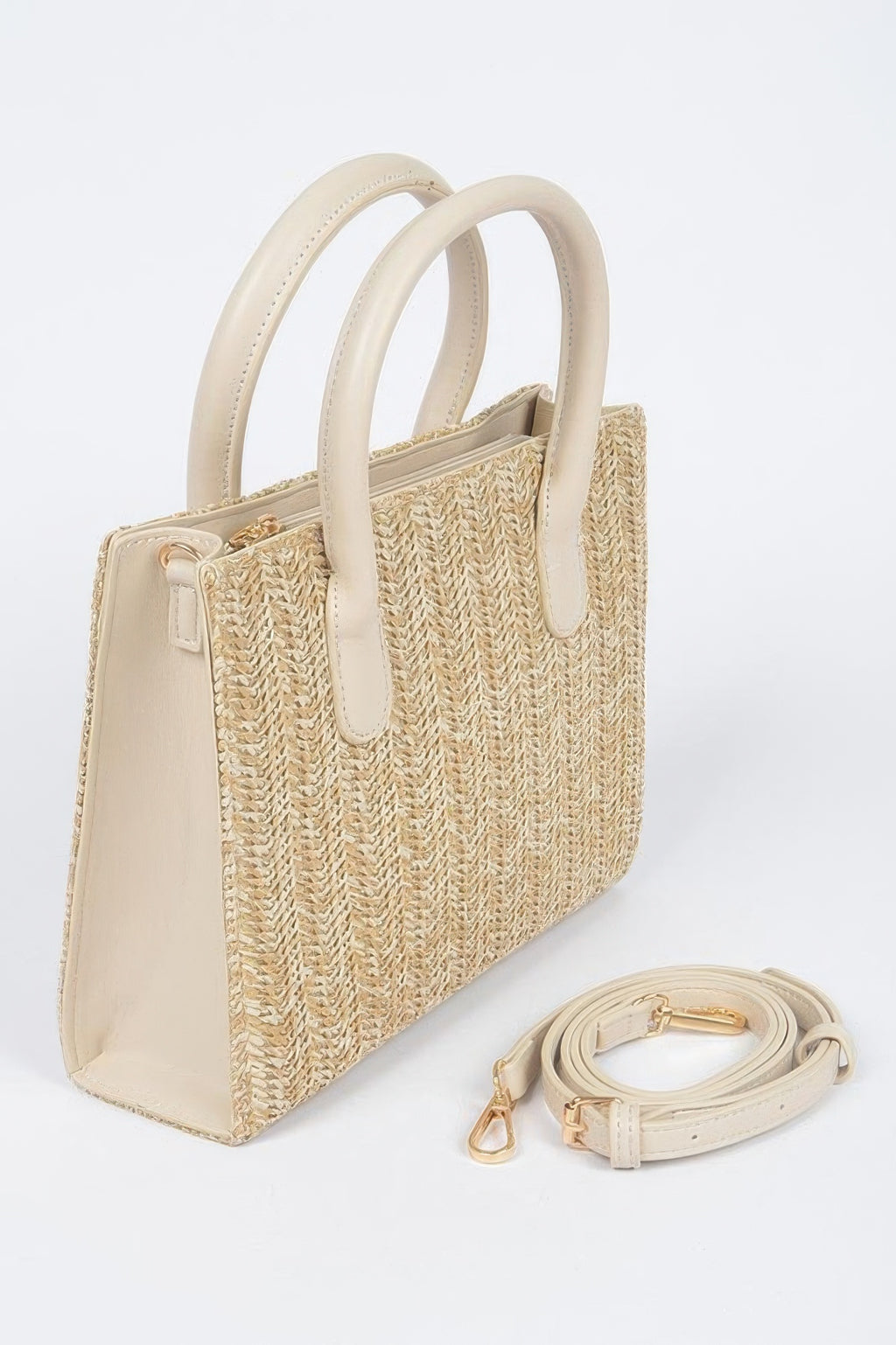 Vegan Faux Straw Mini Tote Bag - Tigbul's Variety Fashion Shop