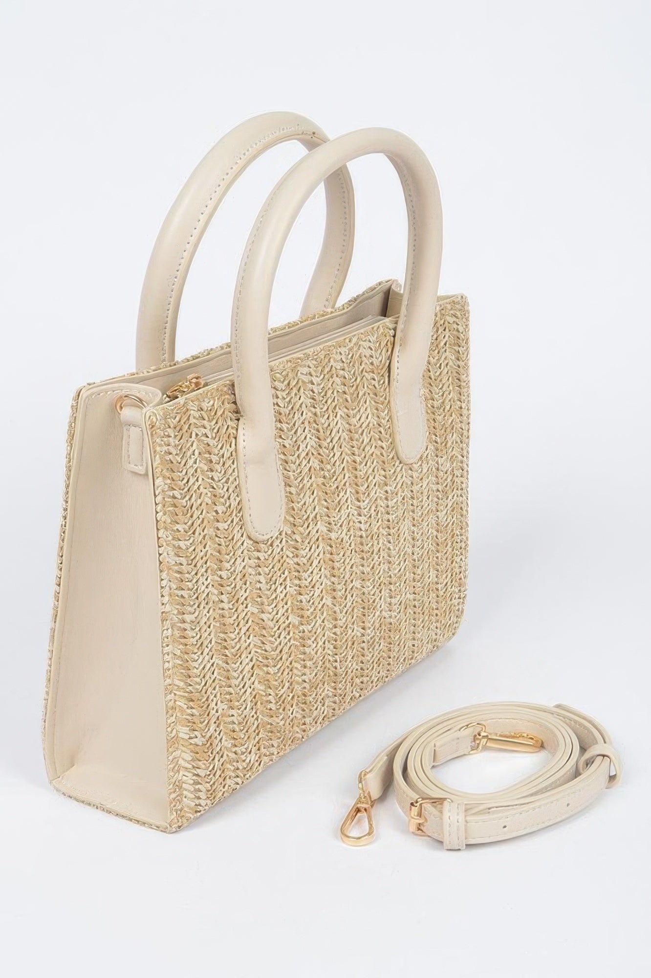 Vegan Faux Straw Mini Tote Bag - Tigbul's Variety Fashion Shop