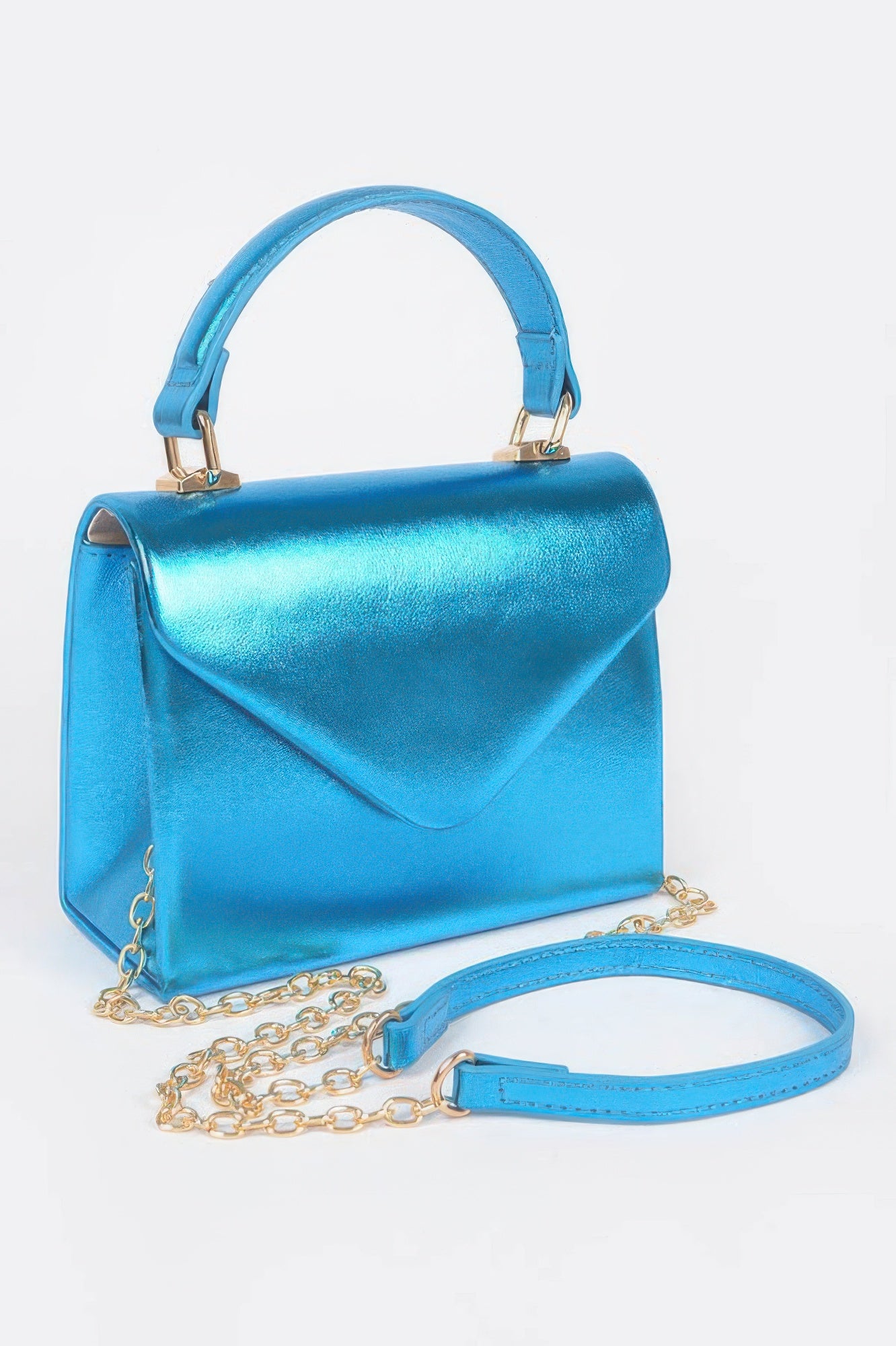 Metallic Top Handle Clutch - Tigbul's Variety Fashion Shop