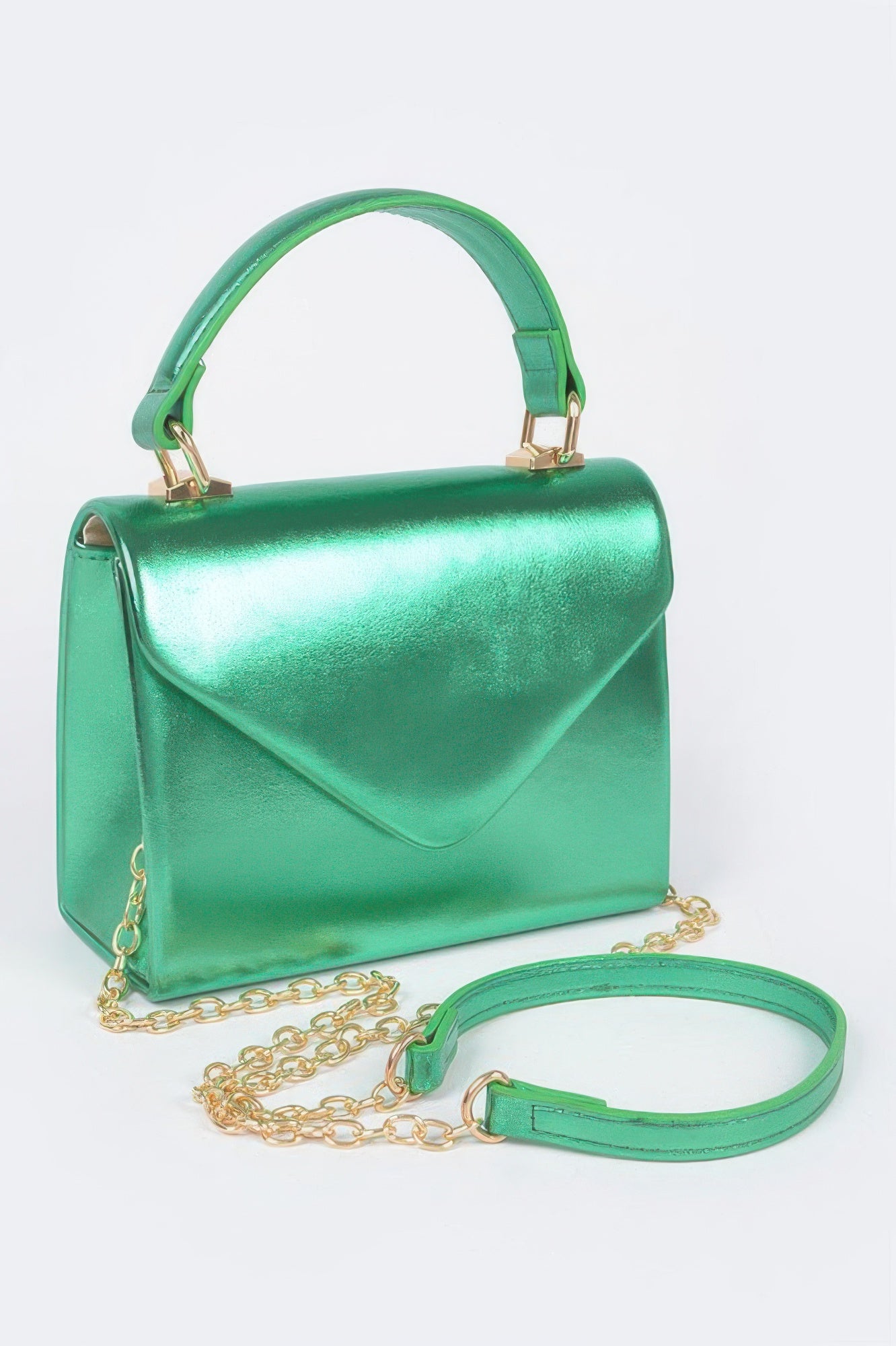 Metallic Top Handle Clutch - Tigbul's Variety Fashion Shop