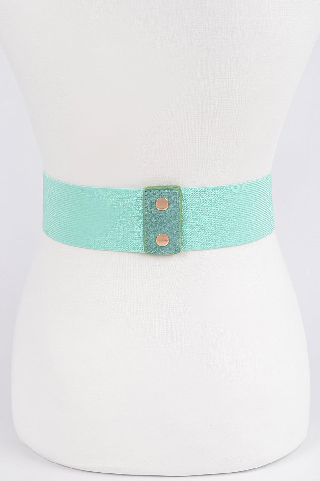 Mint elastic belt with two eyelet studs and flower rosette embellishments