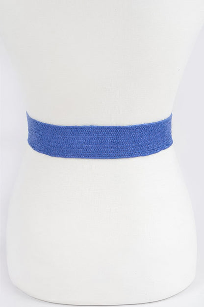 Faux Straw Two Buckle Elastic Belt - Tigbul's Variety Fashion Shop