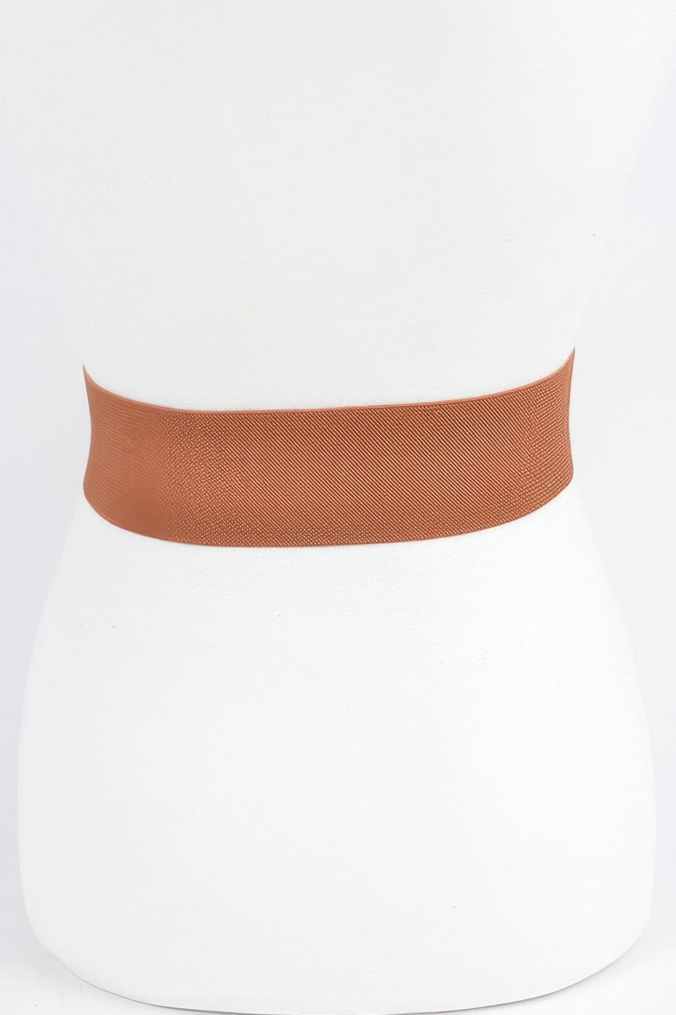 Camel tan wide elastic belt band, textured finish