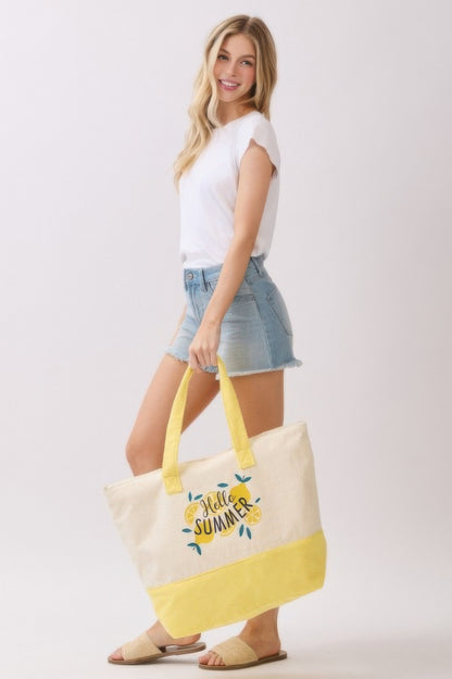 Hello Summer Terry Tote - Tigbul's Variety Fashion Shop