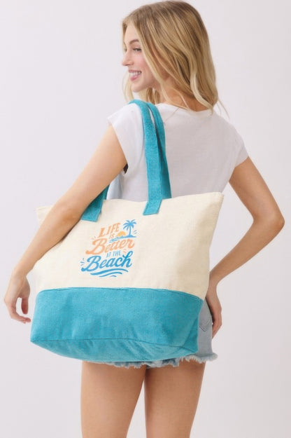 Life Is Better At The Beach Terry Tote - Tigbul's Variety Fashion Shop