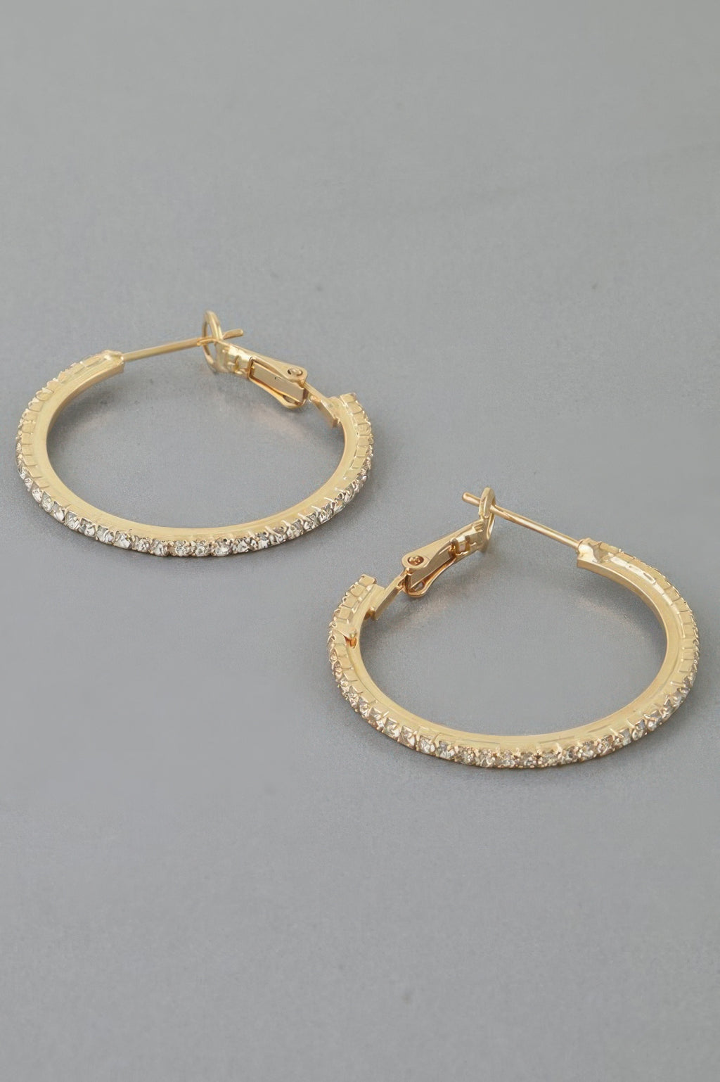 Rhinestone Lined Hoop Earrings - Tigbul's Variety Fashion Shop