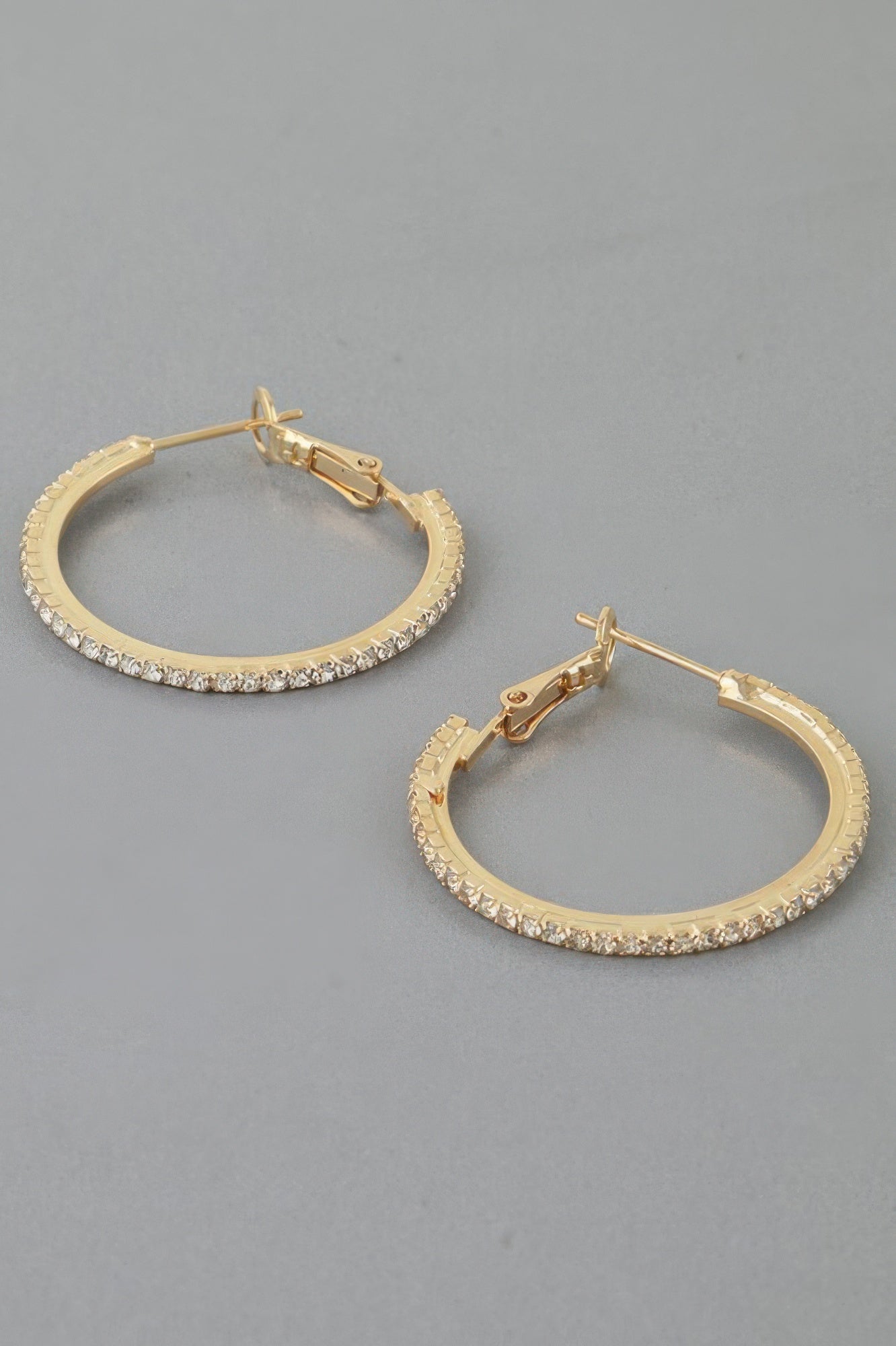 Rhinestone Lined Hoop Earrings - Tigbul's Variety Fashion Shop