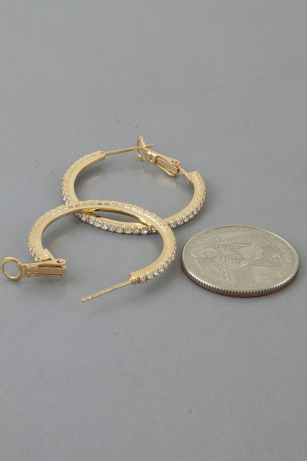 Rhinestone Lined Hoop Earrings - Tigbul's Variety Fashion Shop