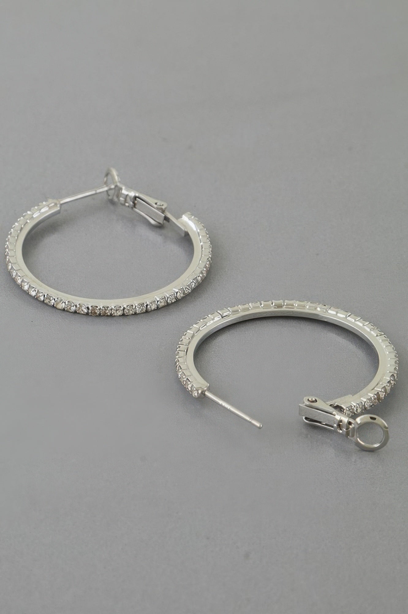 Rhinestone Lined Hoop Earrings - Tigbul's Variety Fashion Shop