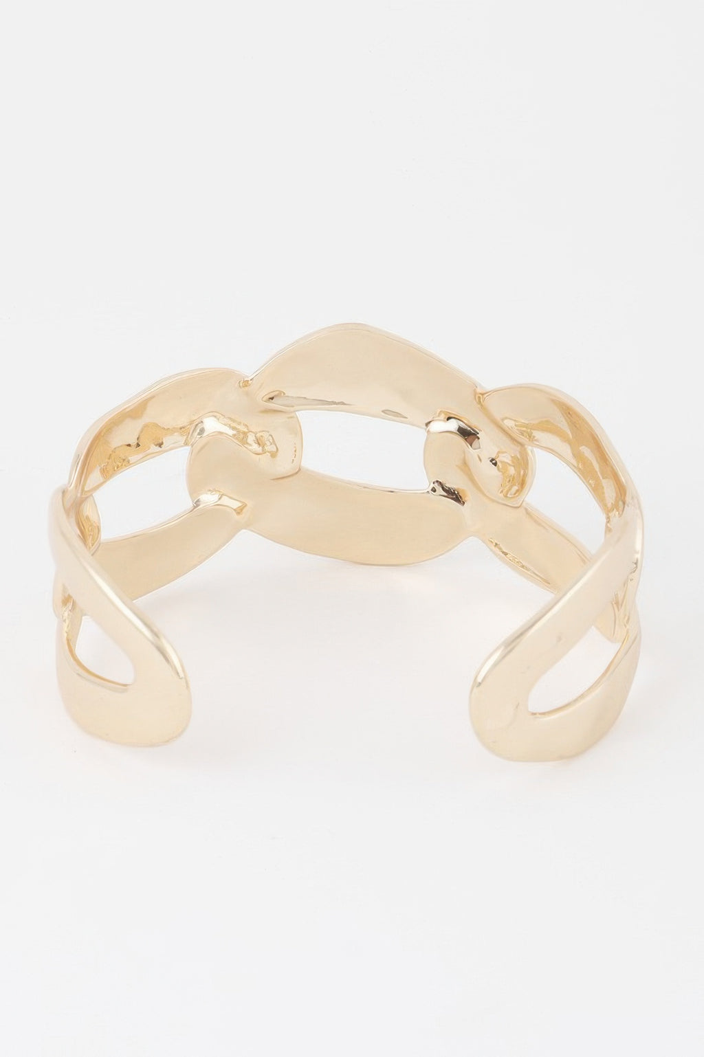 Gold-tone openwork cuff bracelet with polished curved links