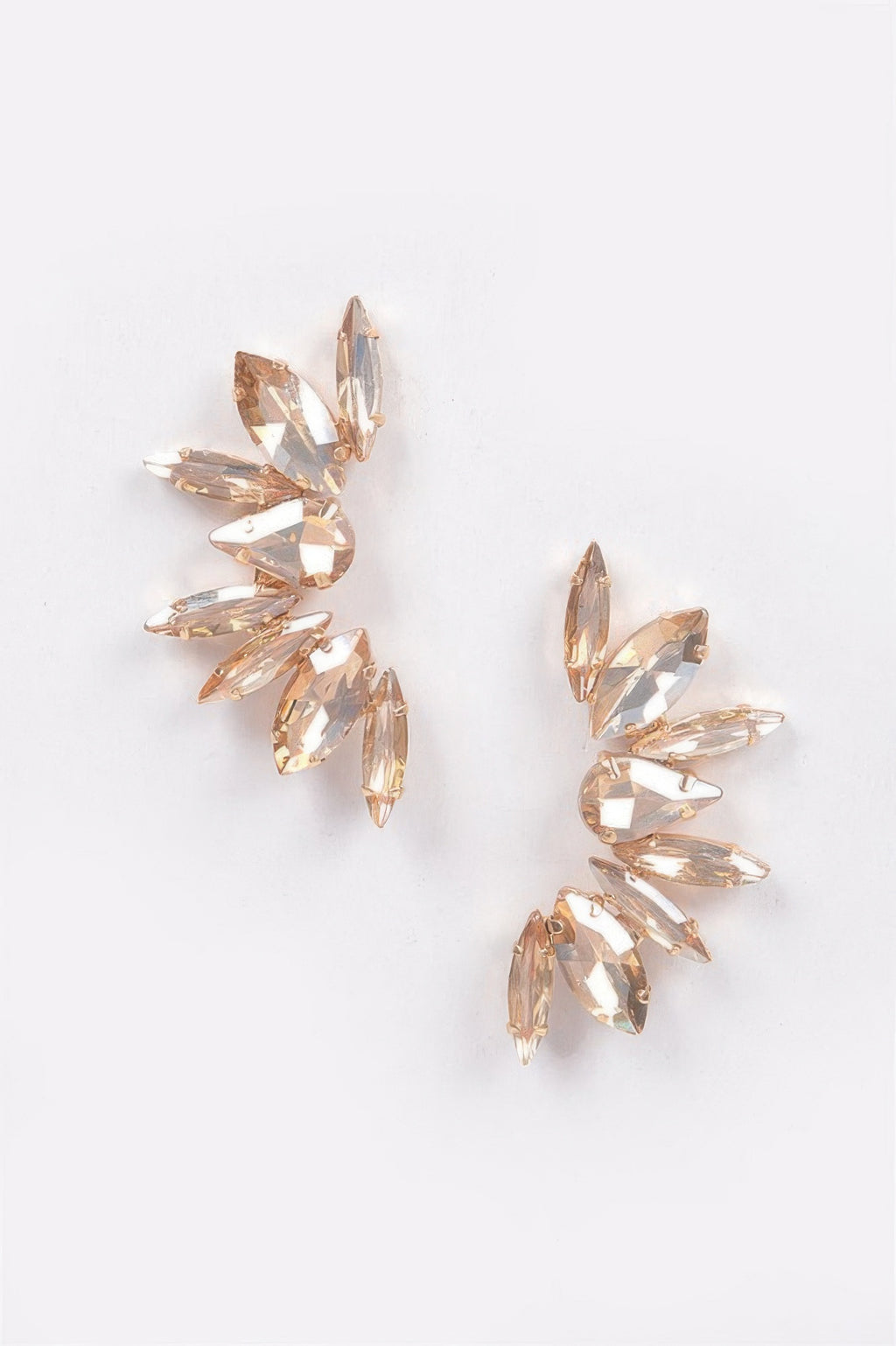 Rhinestone earrings with clear champagne marquise stones and gold-tone settings