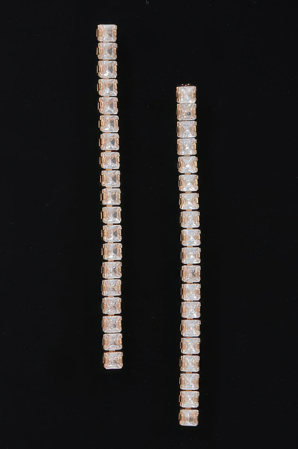 Rhinestone drop earrings with clear stones, gold-tone settings