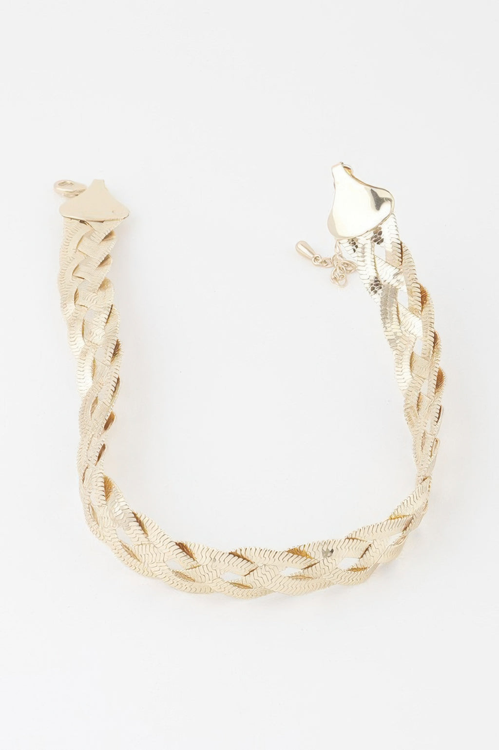 Gold-toned U-shaped triple snake-braid chain necklace with clasp