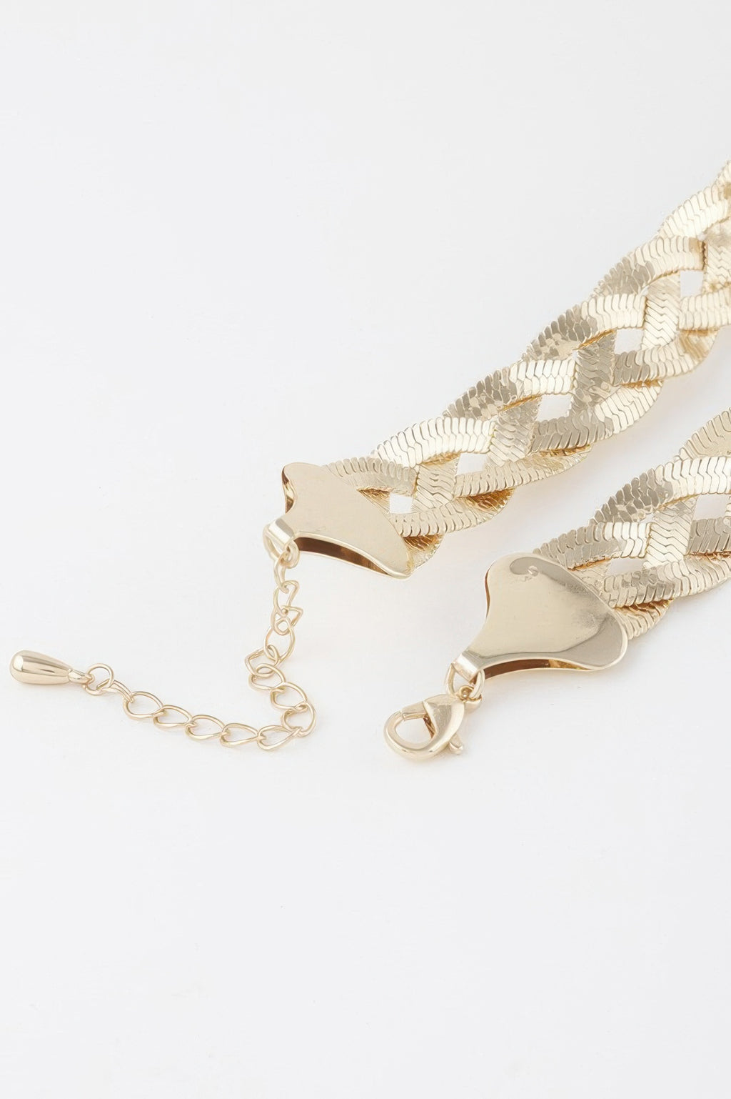 Gold clasp and extender links for triple braid snake chain necklace