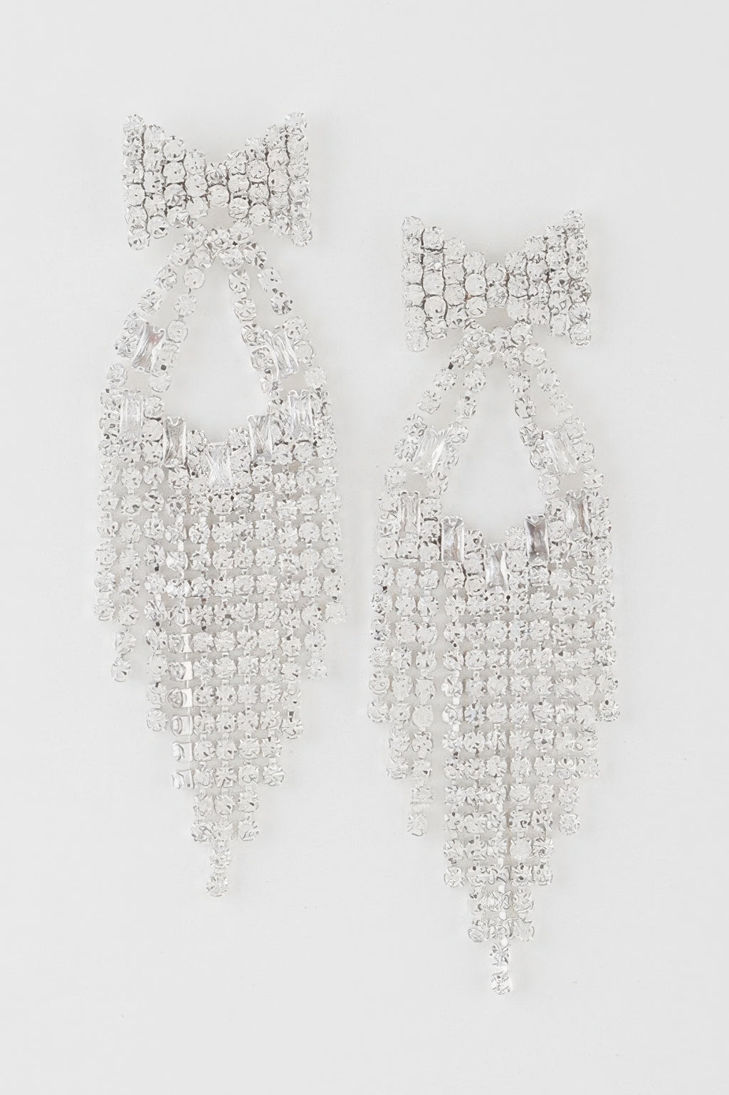 Rhinestone Ribbon Drop Earrings - Tigbul's Variety Fashion Shop