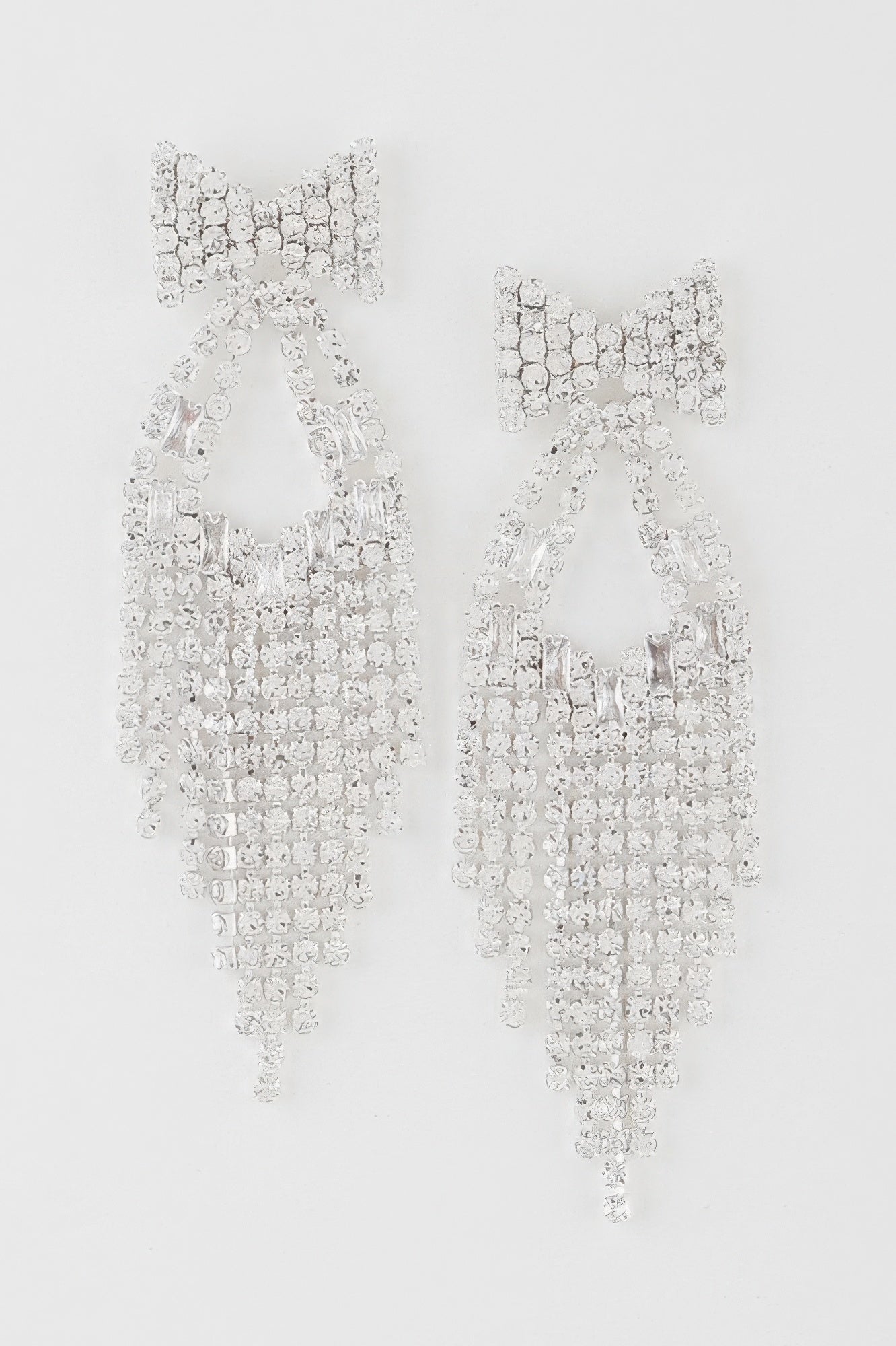 Rhinestone Ribbon Drop Earrings - Tigbul's Variety Fashion Shop