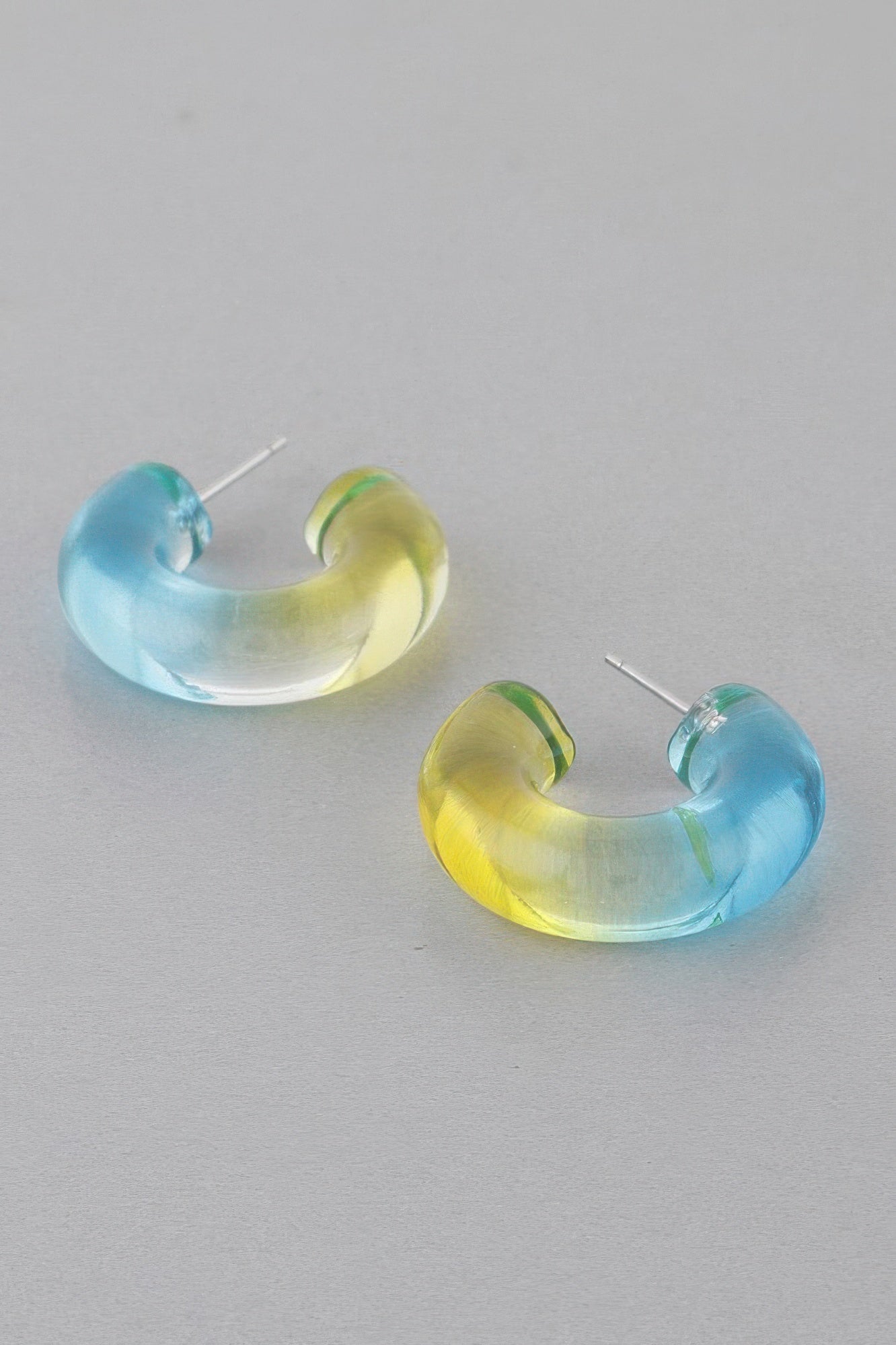 Two Toned Clear Hoop Earrings - Tigbul's Variety Fashion Shop