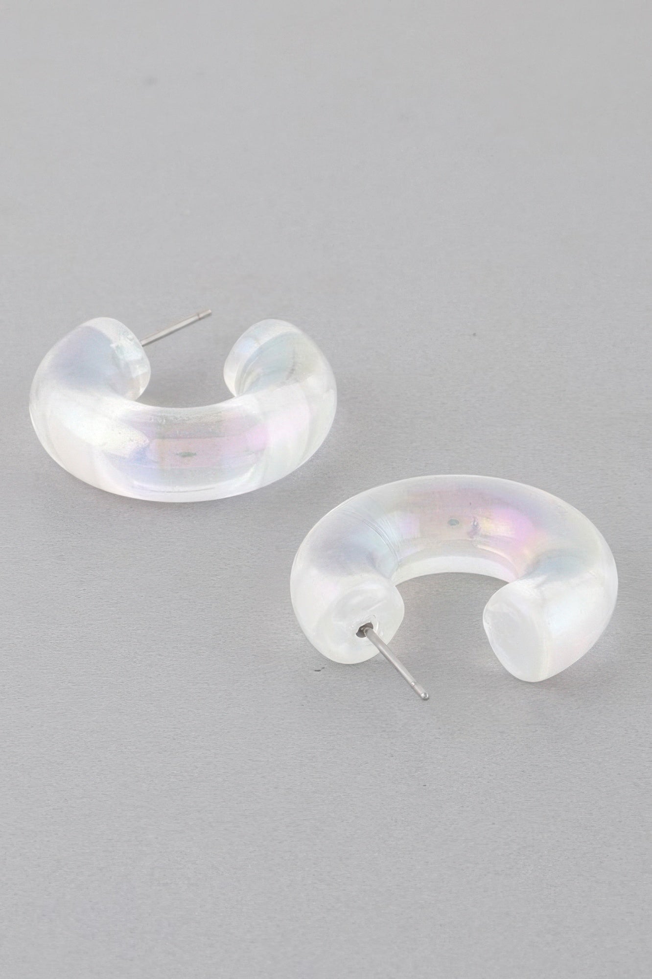 Two Toned Clear Hoop Earrings - Tigbul's Variety Fashion Shop