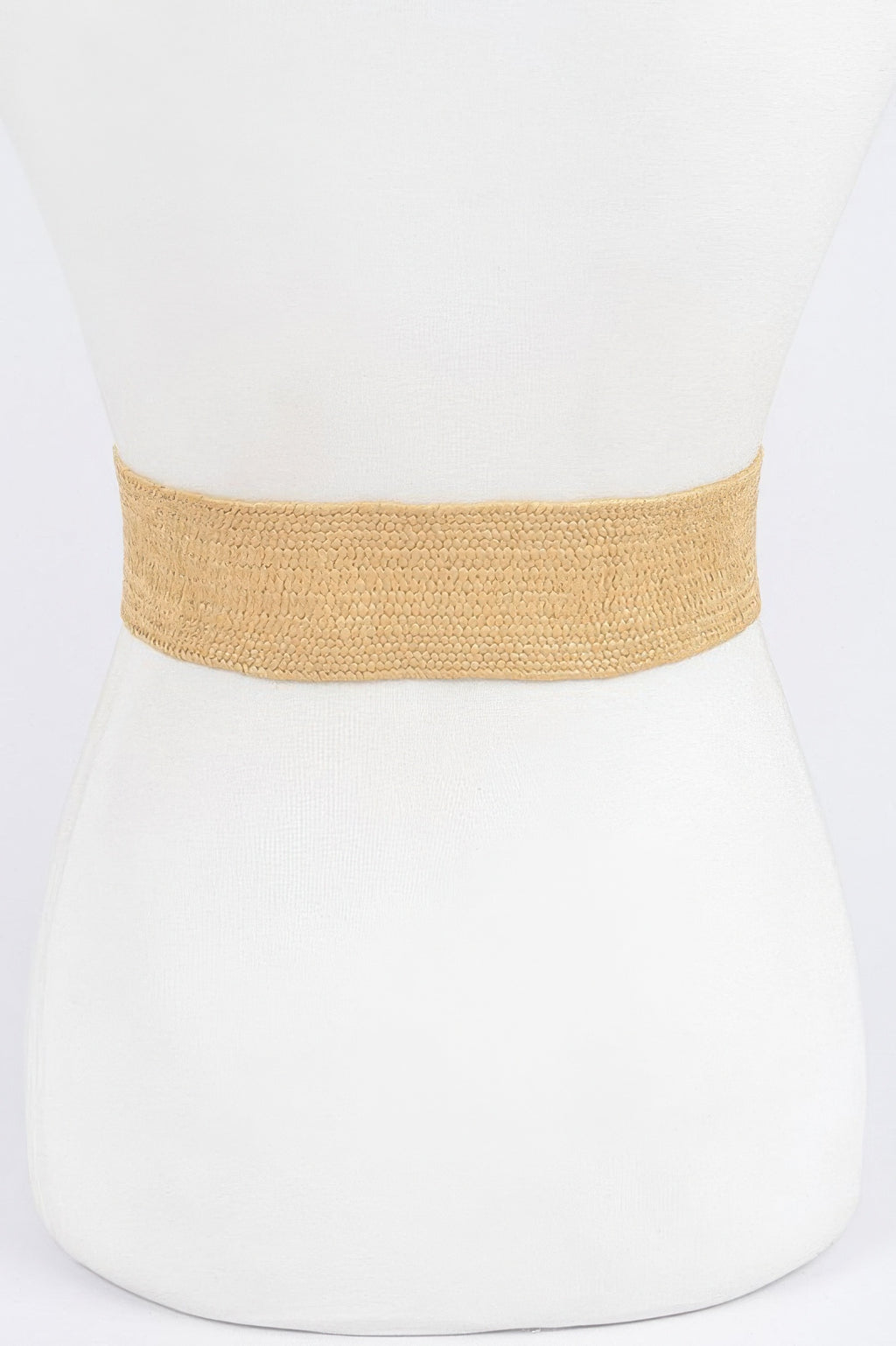 Khaki stretch waist belt band, smooth textured weave without buckle shown