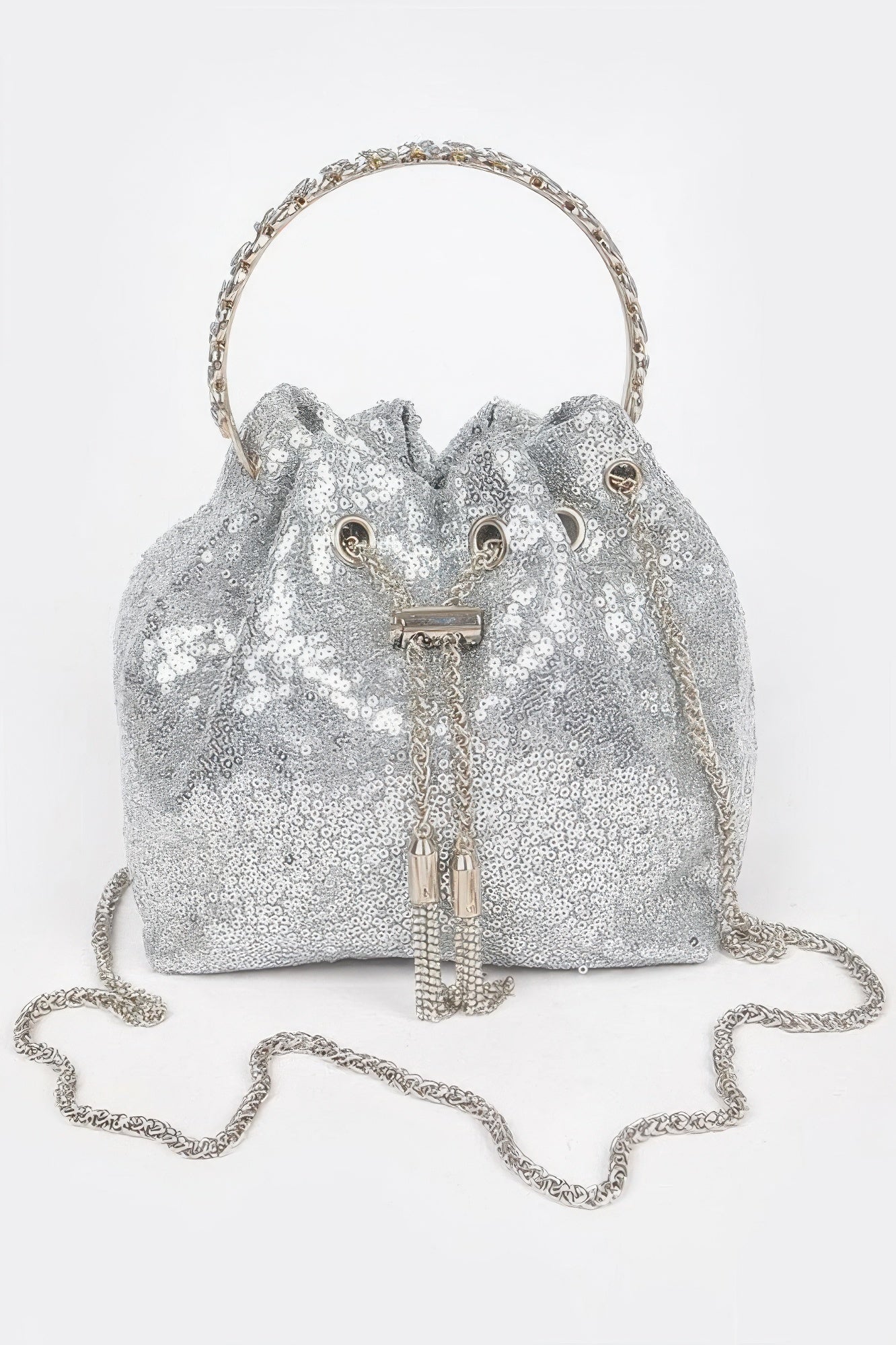 Sequins Bucket Bag W/stone Handle - Tigbul's Variety Fashion Shop