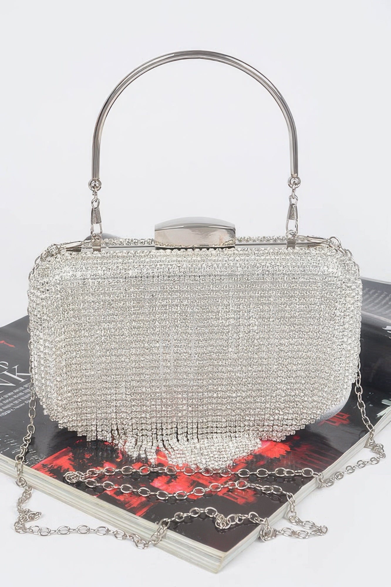 Rhinestone Fringe Hard Clutch - Tigbul's Variety Fashion Shop