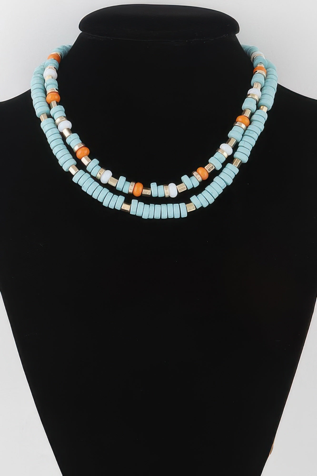 Two Toned Layered Disk Necklace - Tigbul's Variety Fashion Shop