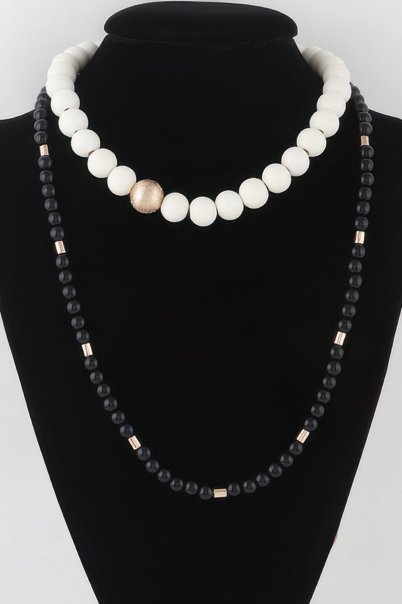 Two Toned Beaded Long Necklace - Tigbul's Variety Fashion Shop
