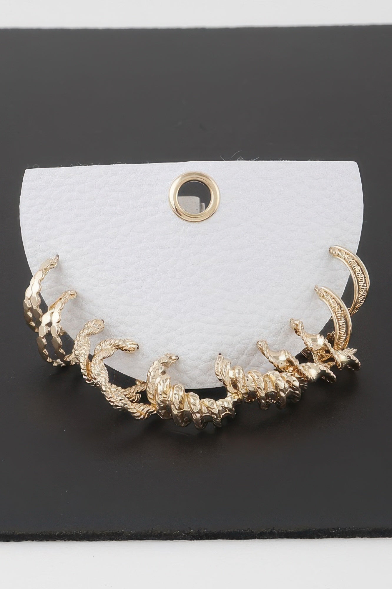 Multi twisted hoop earrings set, gold-tone scalloped hoops