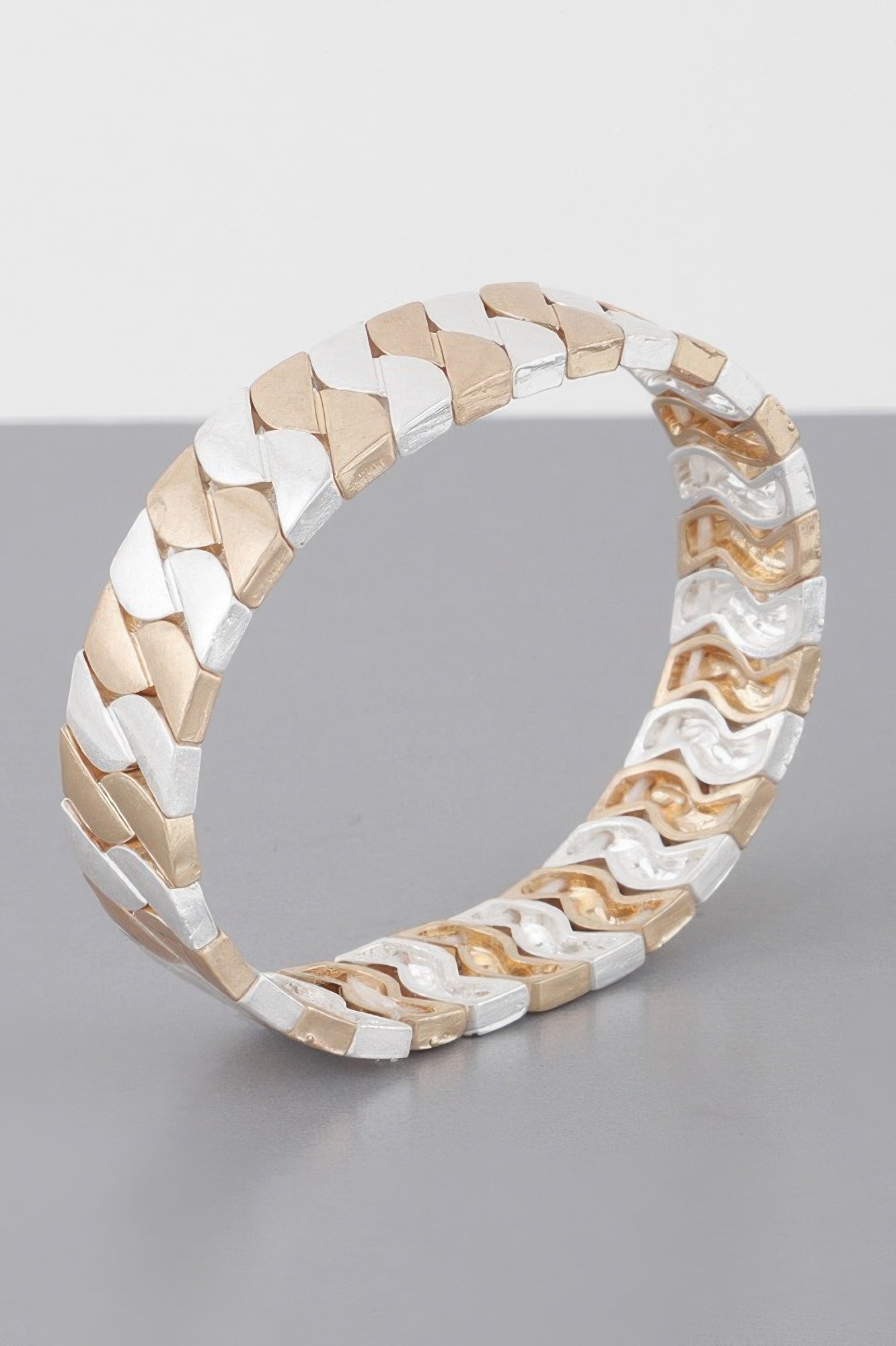 Two Toned Curb Chain Cuff Bracelet - Tigbul's Variety Fashion Shop