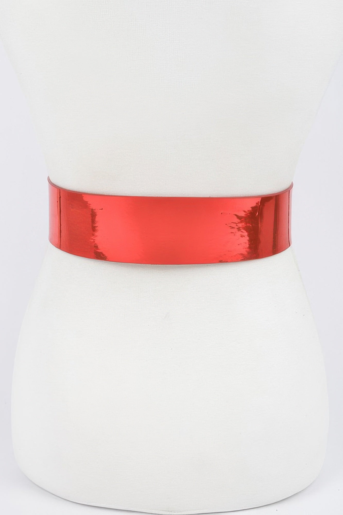 Red wide PU belt with smooth band and glossy finish, no buckle shown.