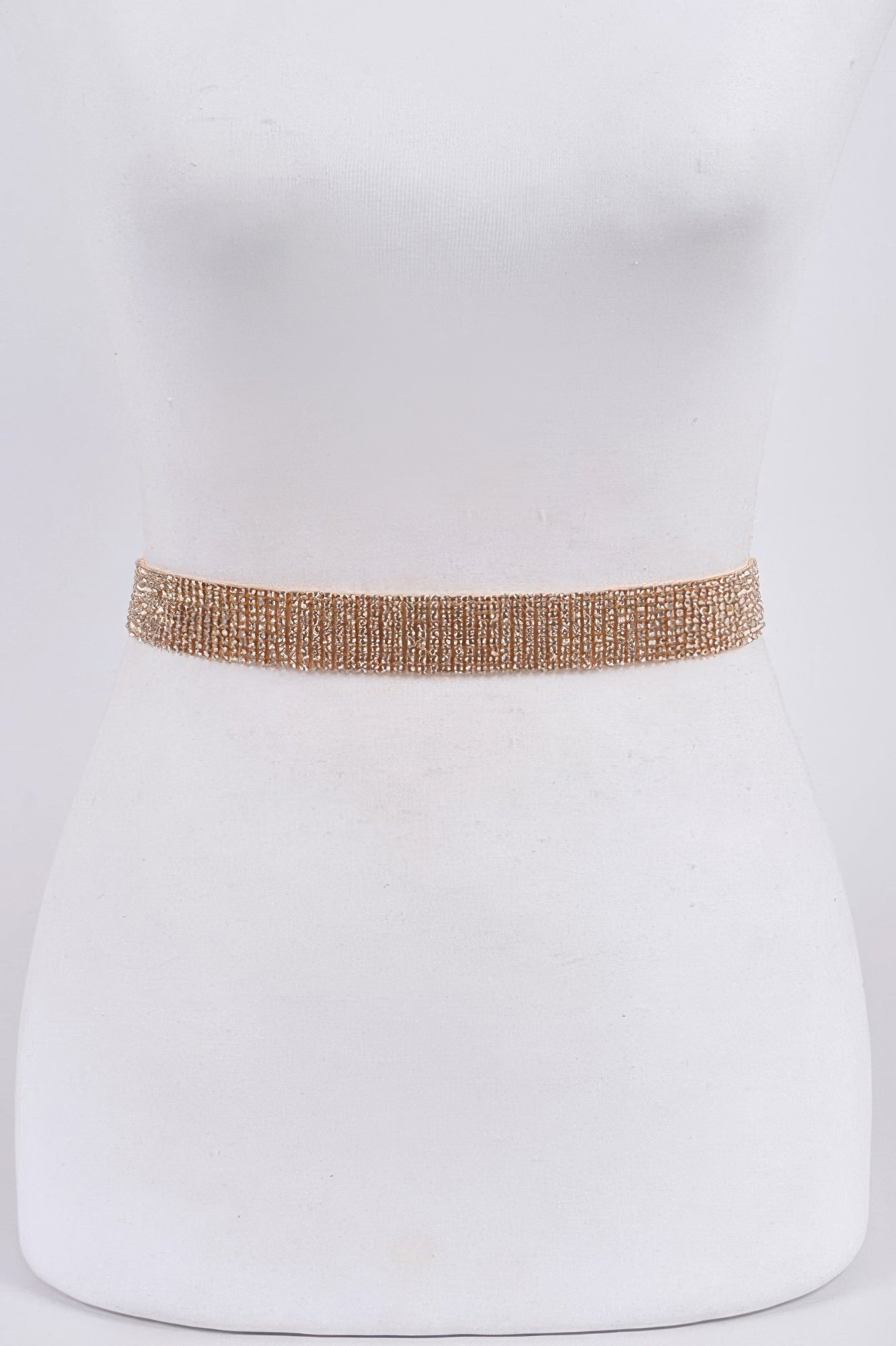 Rhinestone belt, gold-tone wide band, one size
