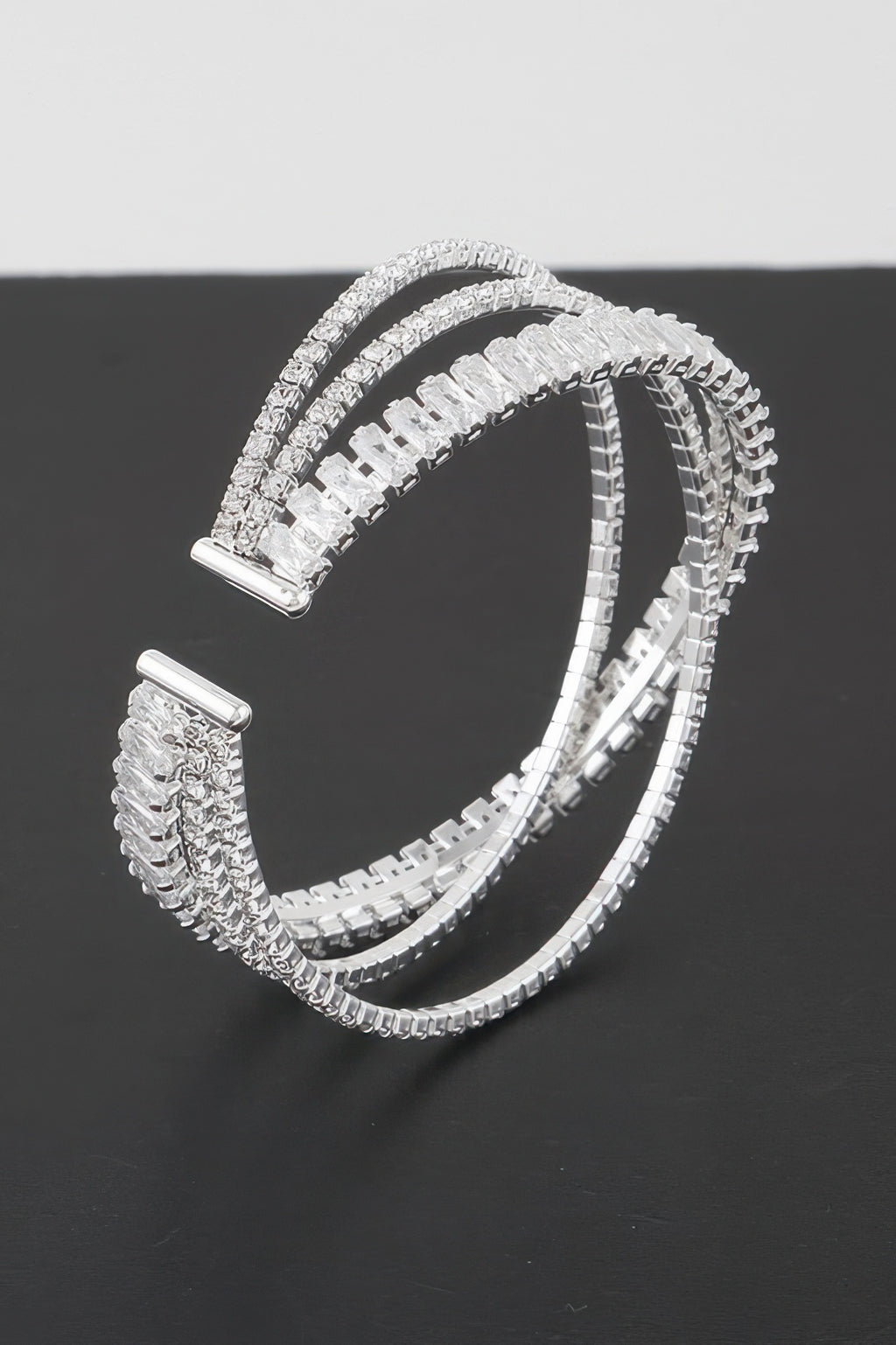 Triple Crystal Laced Cuff Bracelet - Tigbul's Variety Fashion Shop