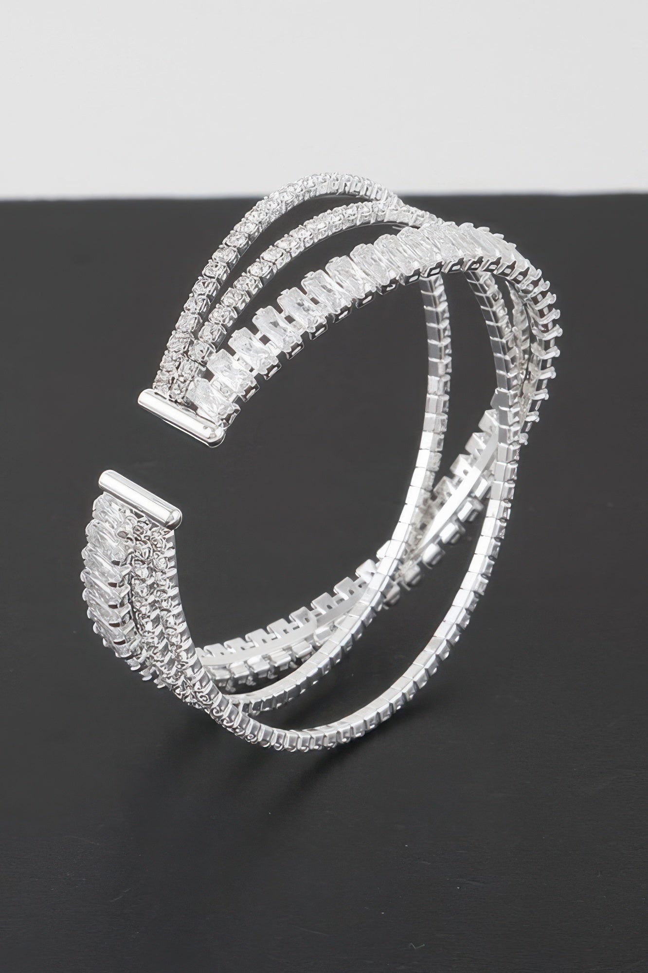 Triple Crystal Laced Cuff Bracelet - Tigbul's Variety Fashion Shop