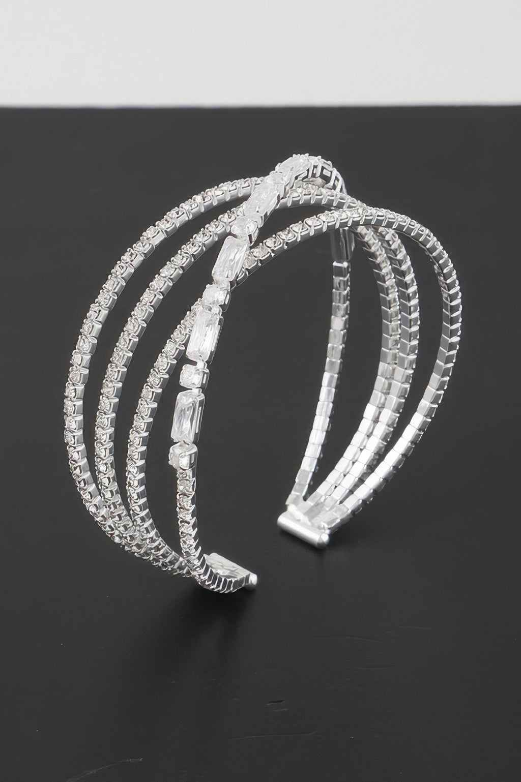 Multi Crystal Laced Cuff Bracelet - Tigbul's Variety Fashion Shop