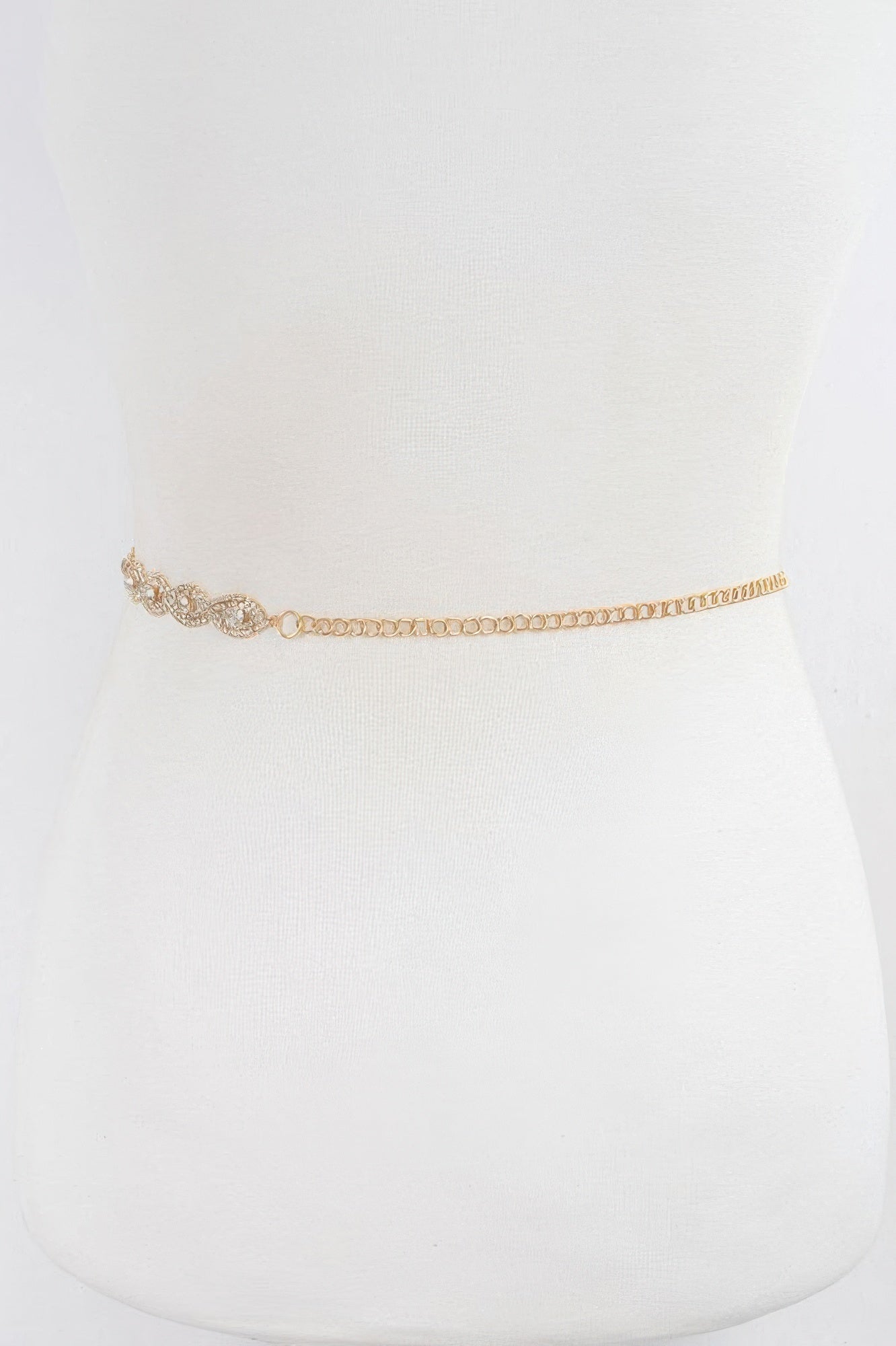 Goldener Ketten-Gürtel mit Strass-Details, schmale Taille-Optik