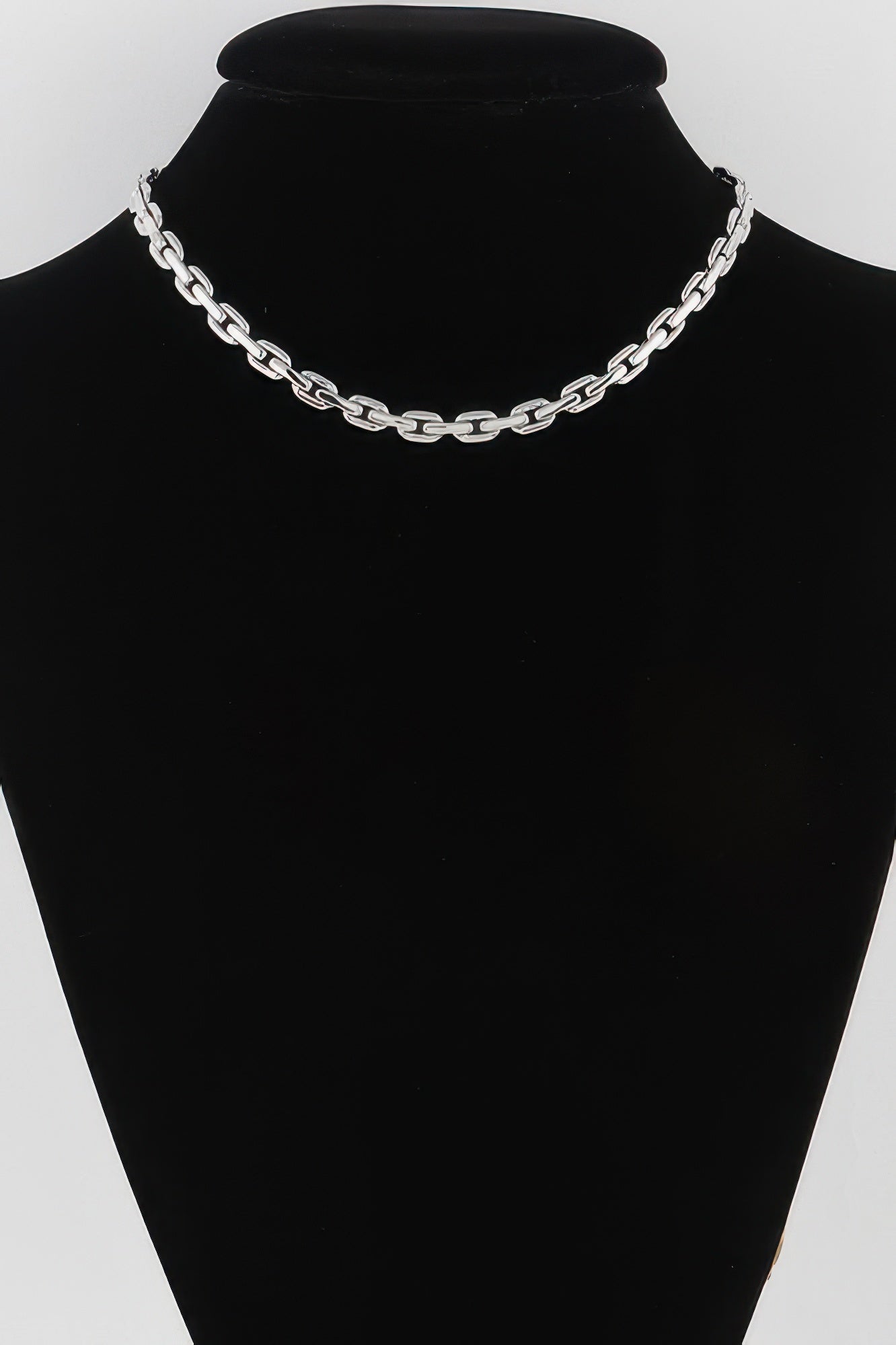 Solid link chain necklace 14" silver-tone chain