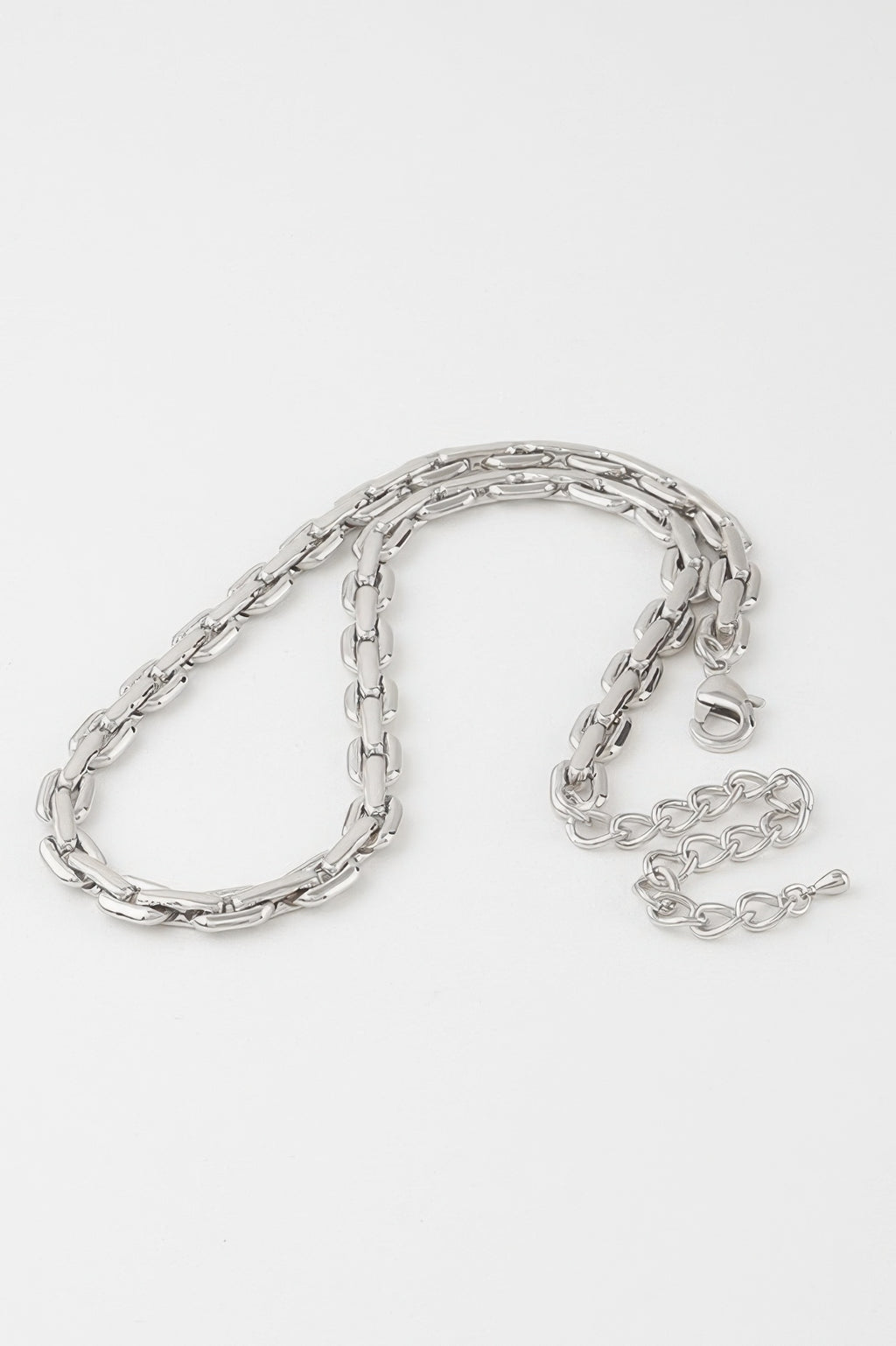 Solid link chain necklace 14" silver-tone chain with lobster clasp