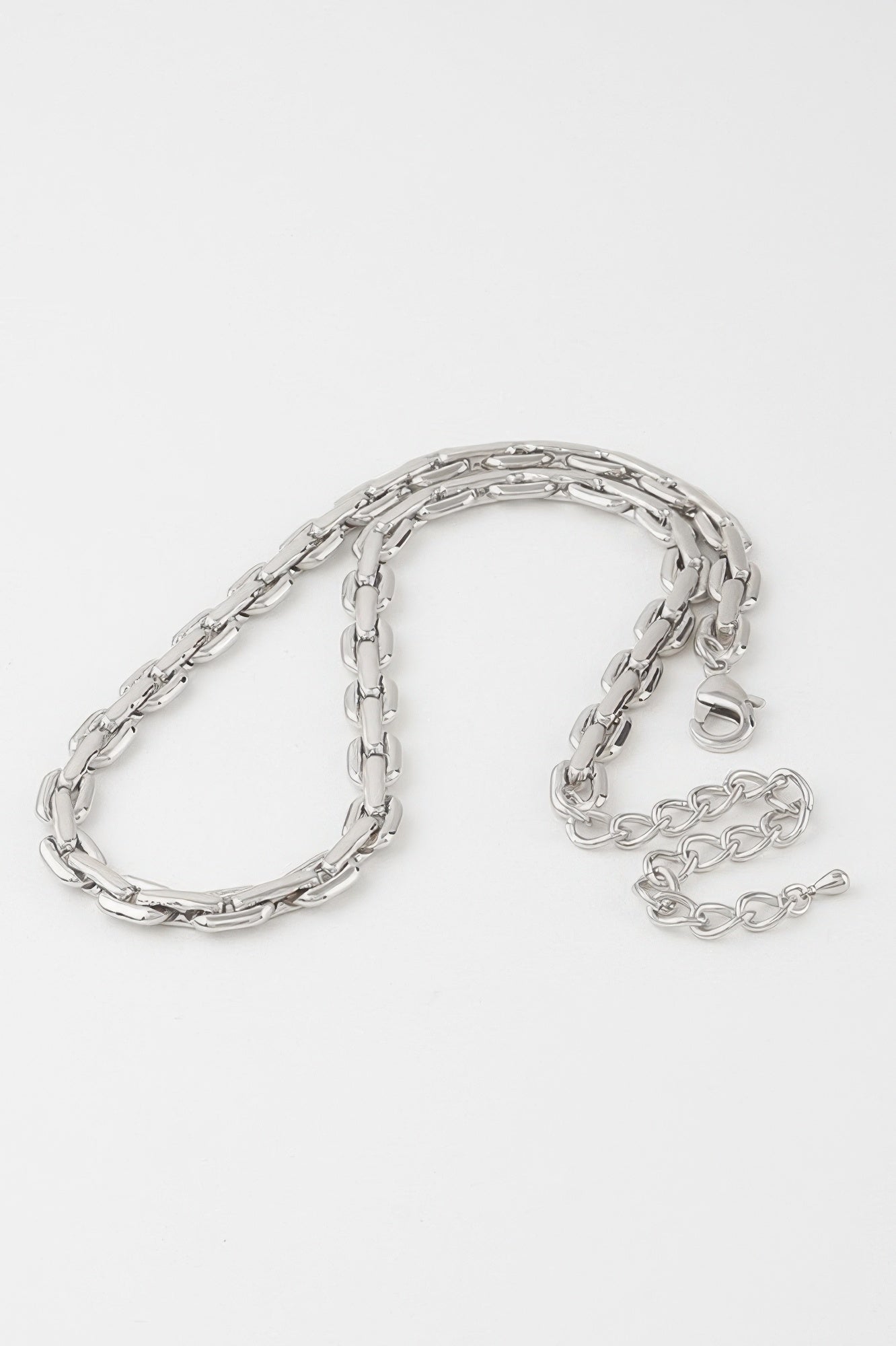 Solid link chain necklace 14" silver-tone chain with lobster clasp