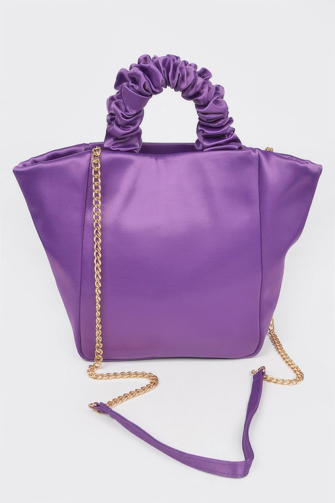 Satin Tote Bag W/chain - Tigbul's Variety Fashion Shop