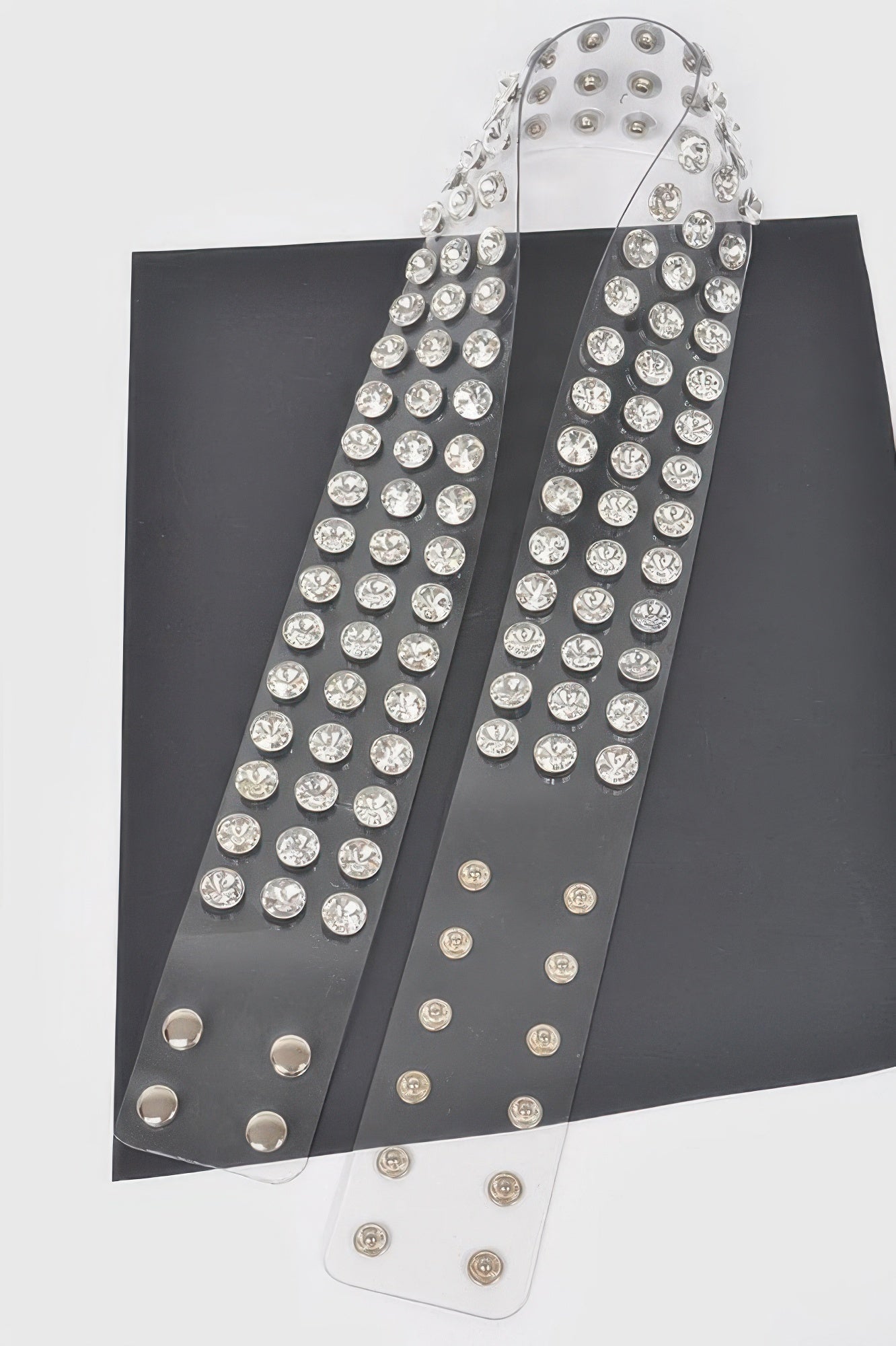 Clear rhinestone waist belt straps with metal grommets and round crystal studs