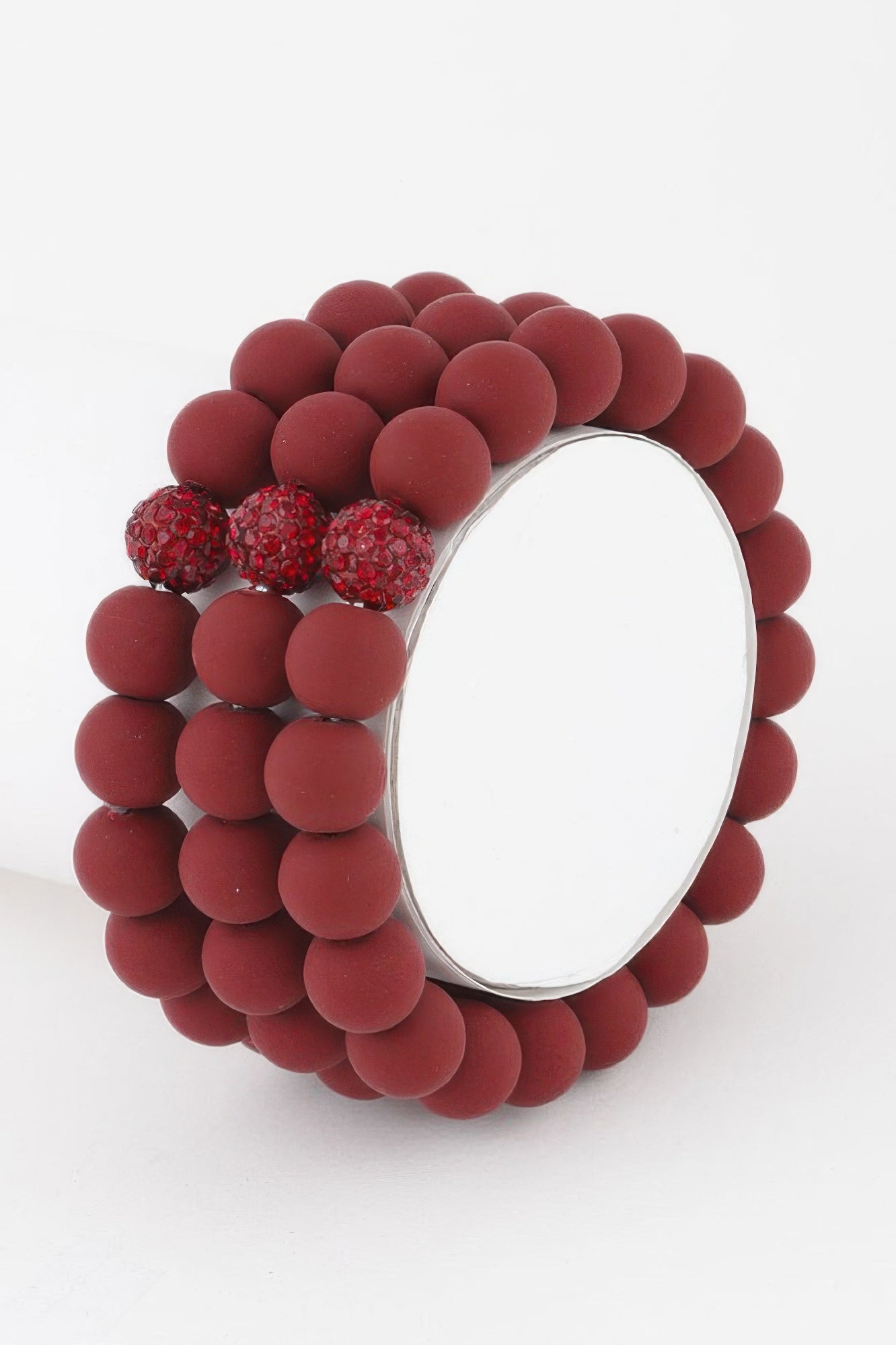 Glitter Clay Bead Bracelet, bordeauxrote Perlen mit funkelnden Glitzer-Akzenten