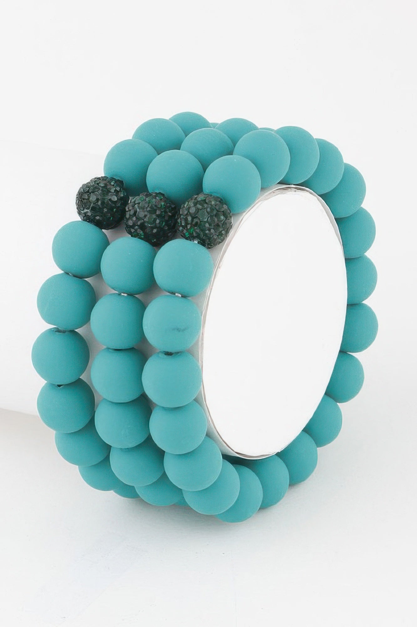 Glitter Clay Bead Bracelet, türkisfarbene Perlen mit dunklen Glitzer-Cluster