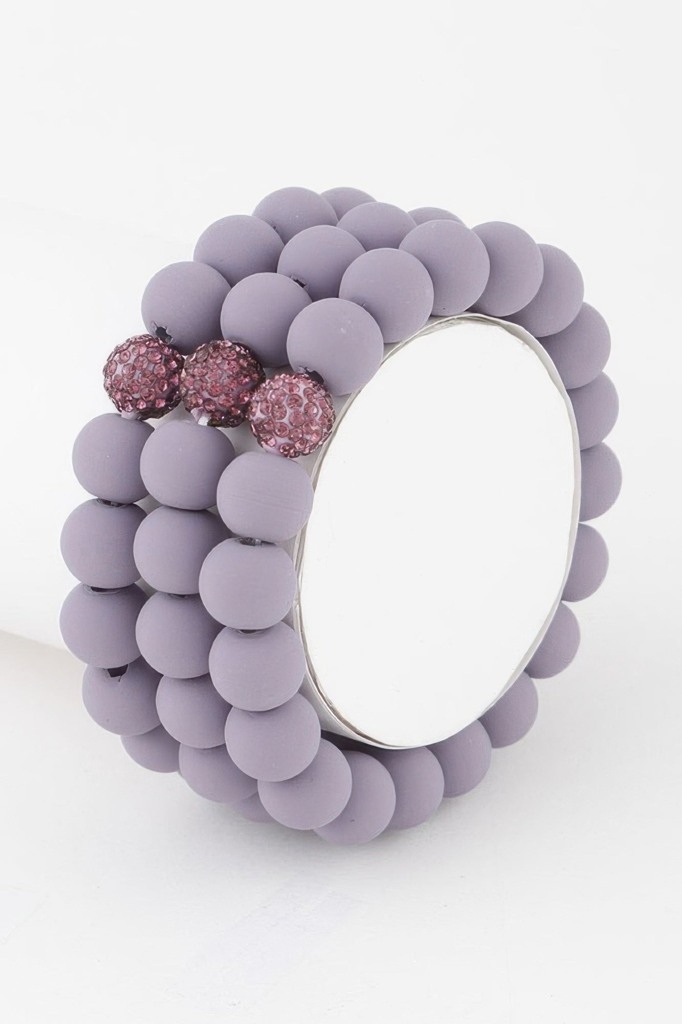 Glitter Clay Bead Bracelet, lavendelfarbene Perlen mit rosa schimmernden Glitzerkugeln