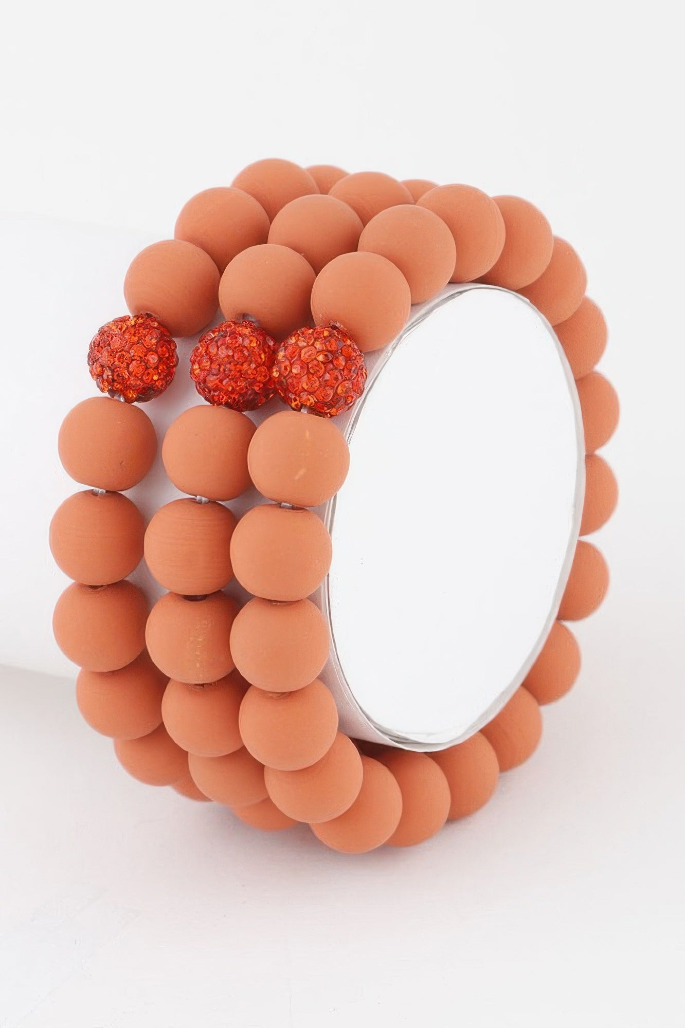 Glitter Clay Bead Bracelet, orangefarbene Perlen mit roten Glitzerkugeln